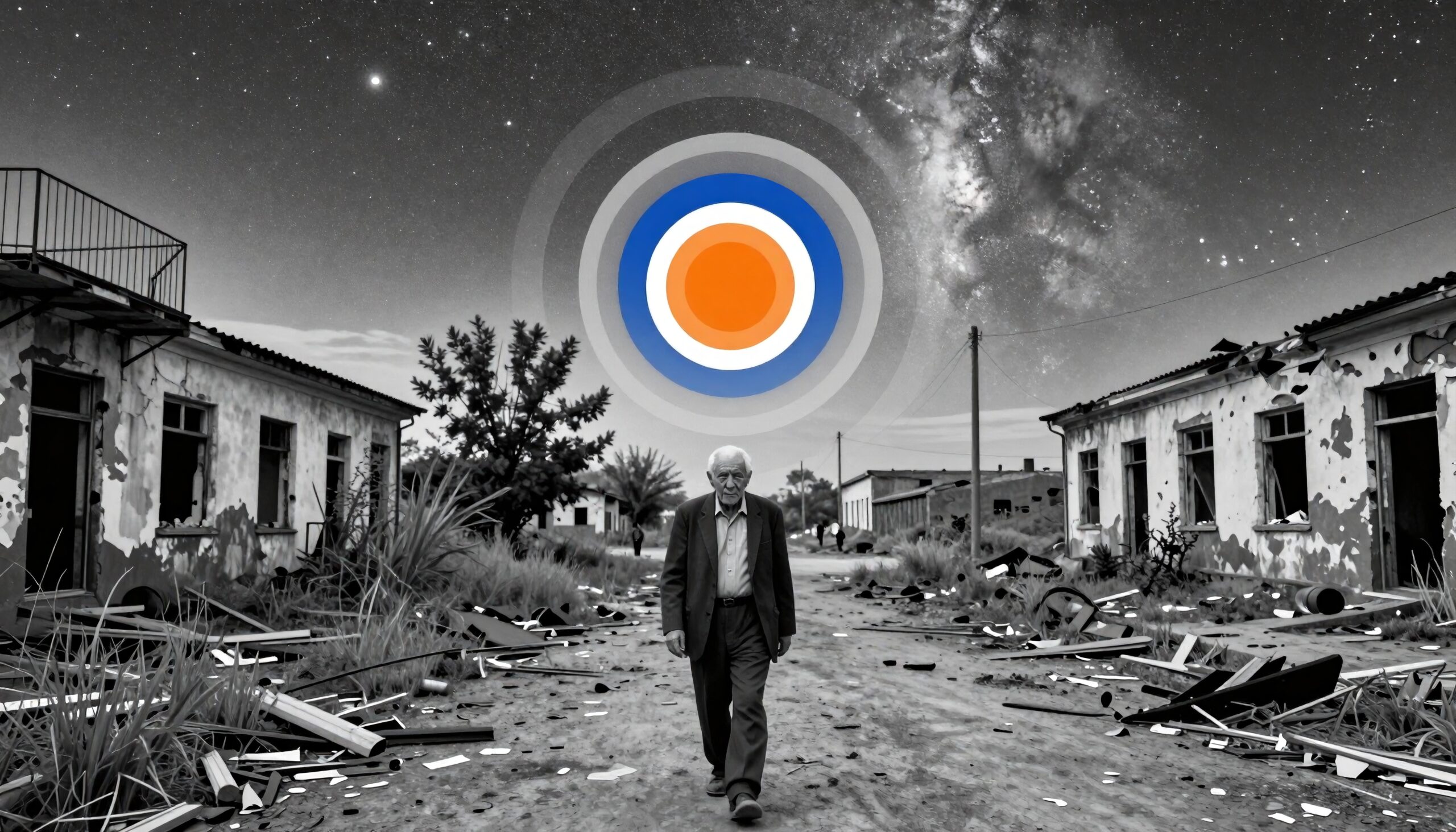 Man Walking Under Surreal Sky