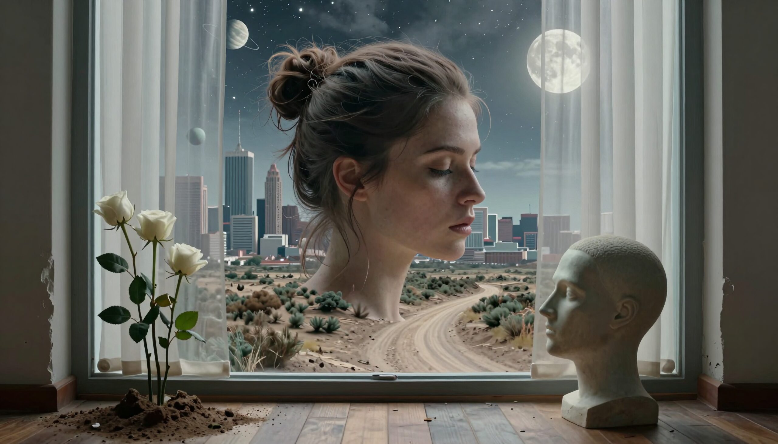 Dreamscape Woman in City Scene