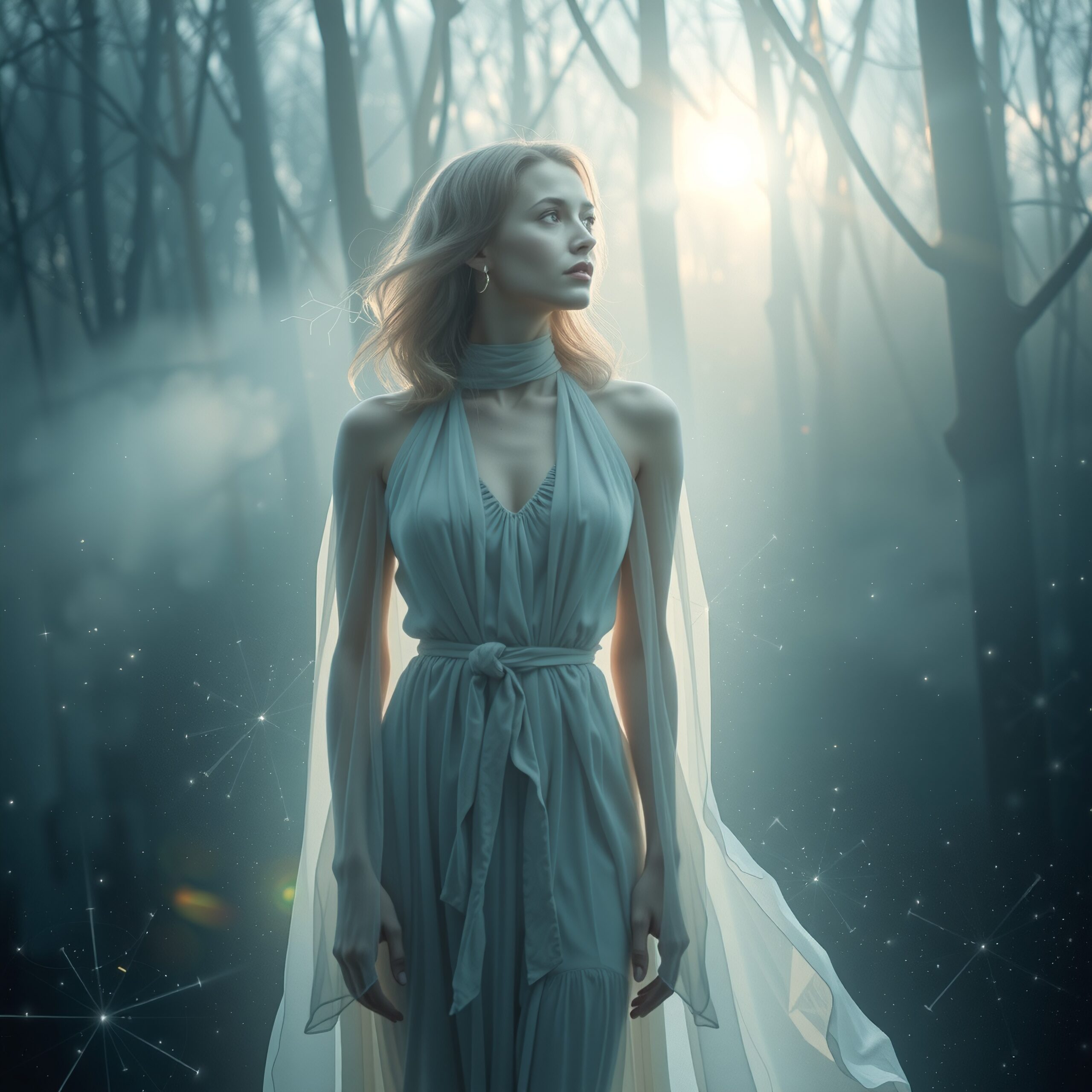 Mystical Woman in Enchanted Forest