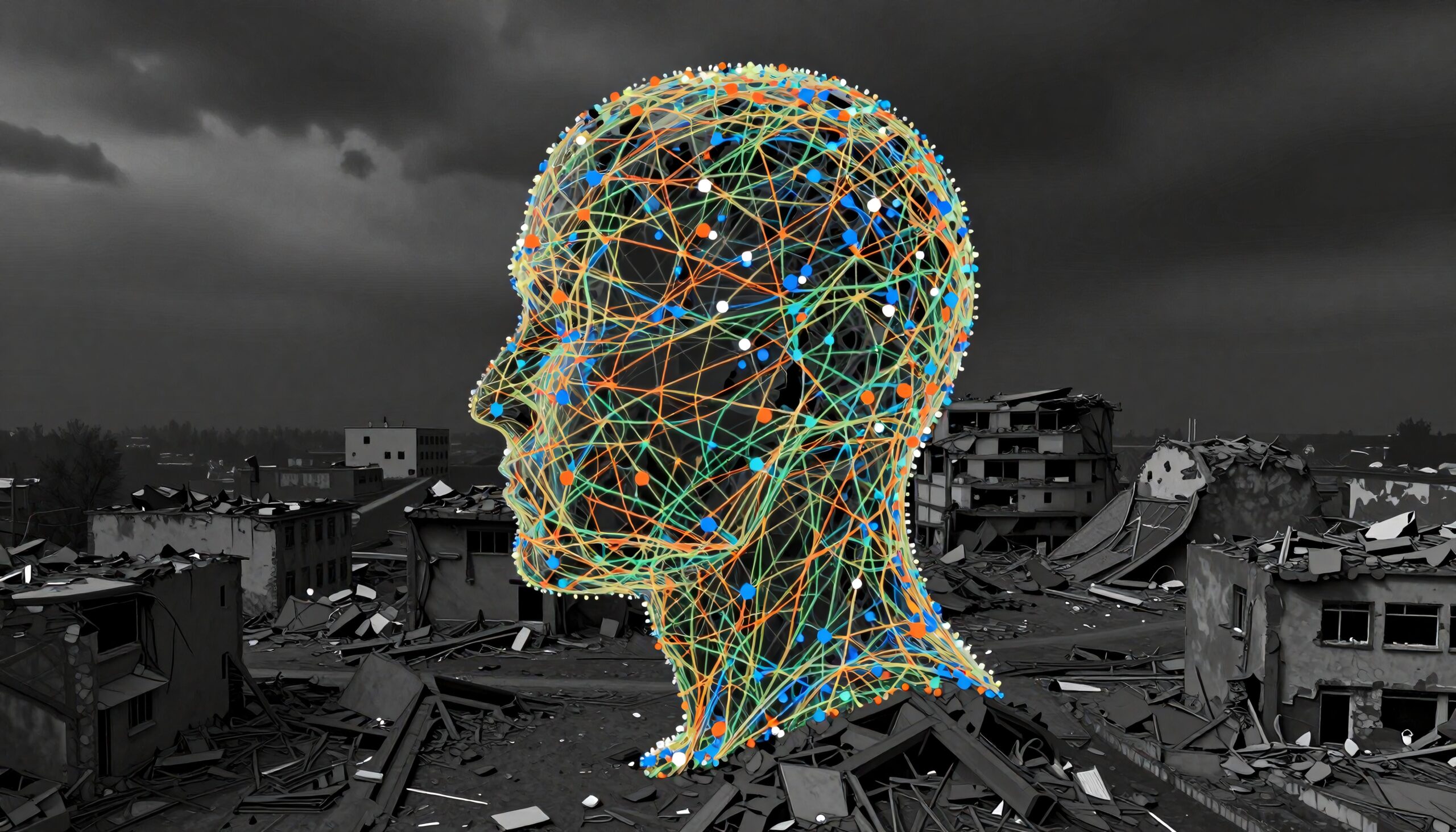 Digital Head in Ruined City