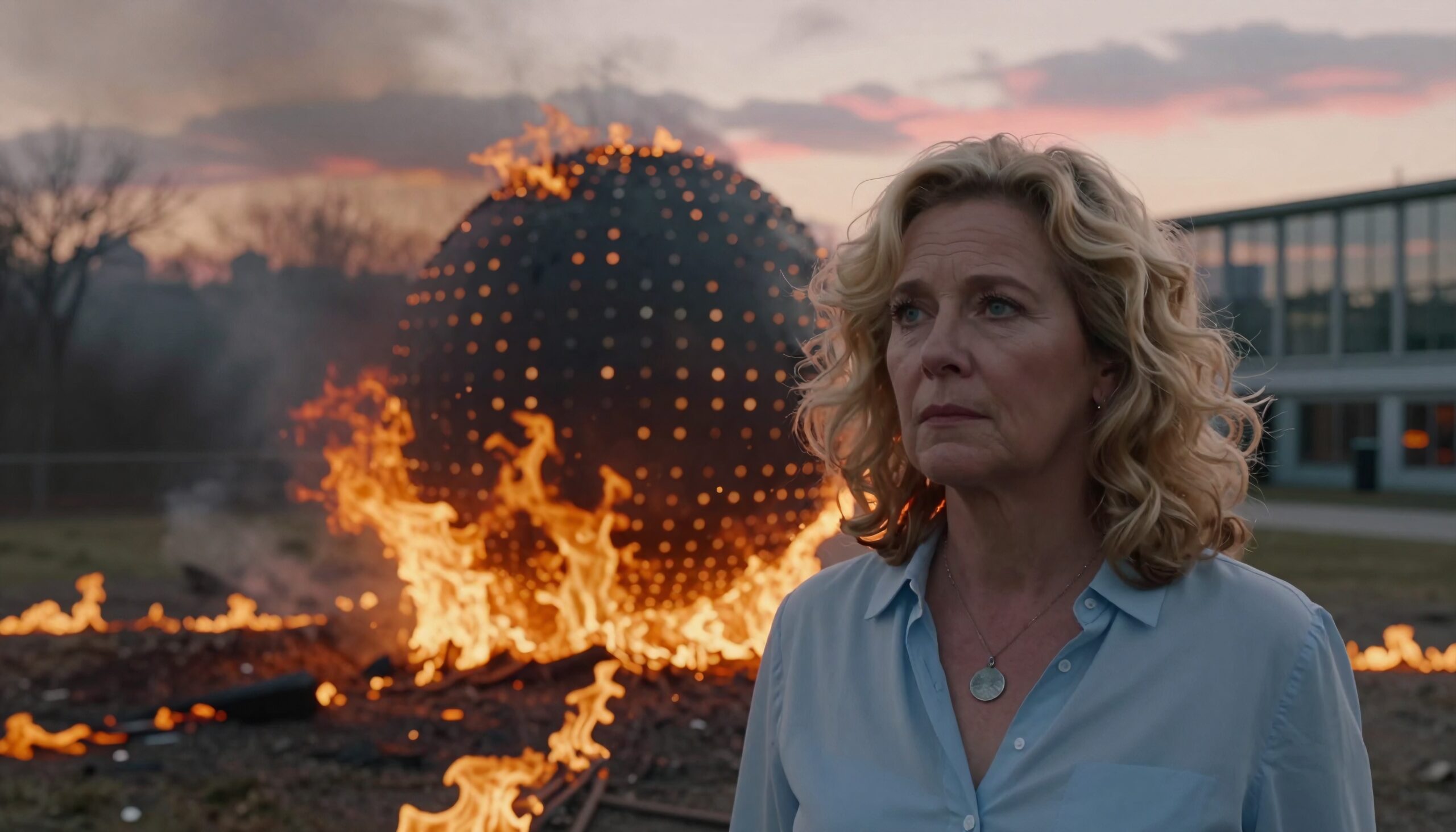 Contemplative Woman Fiery Sphere