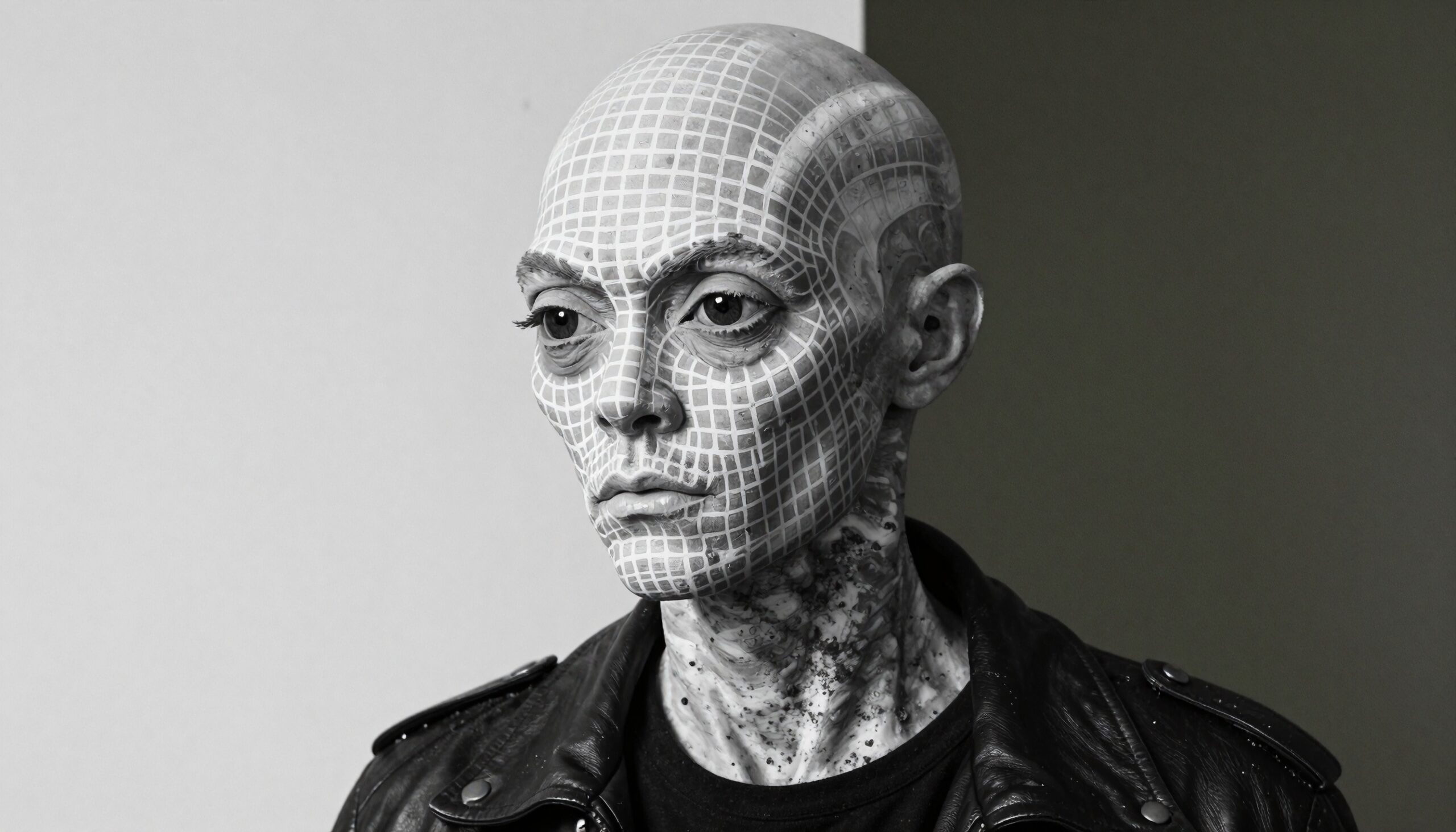 Alien Appearance in Monochrome Portrait