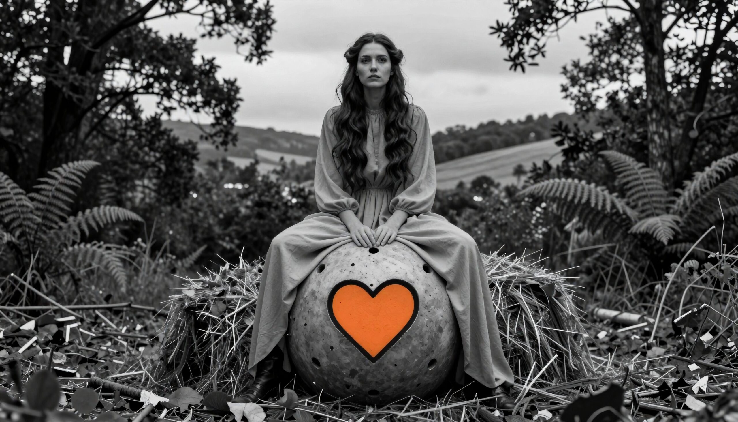 Woman Meditates in Heart Garden