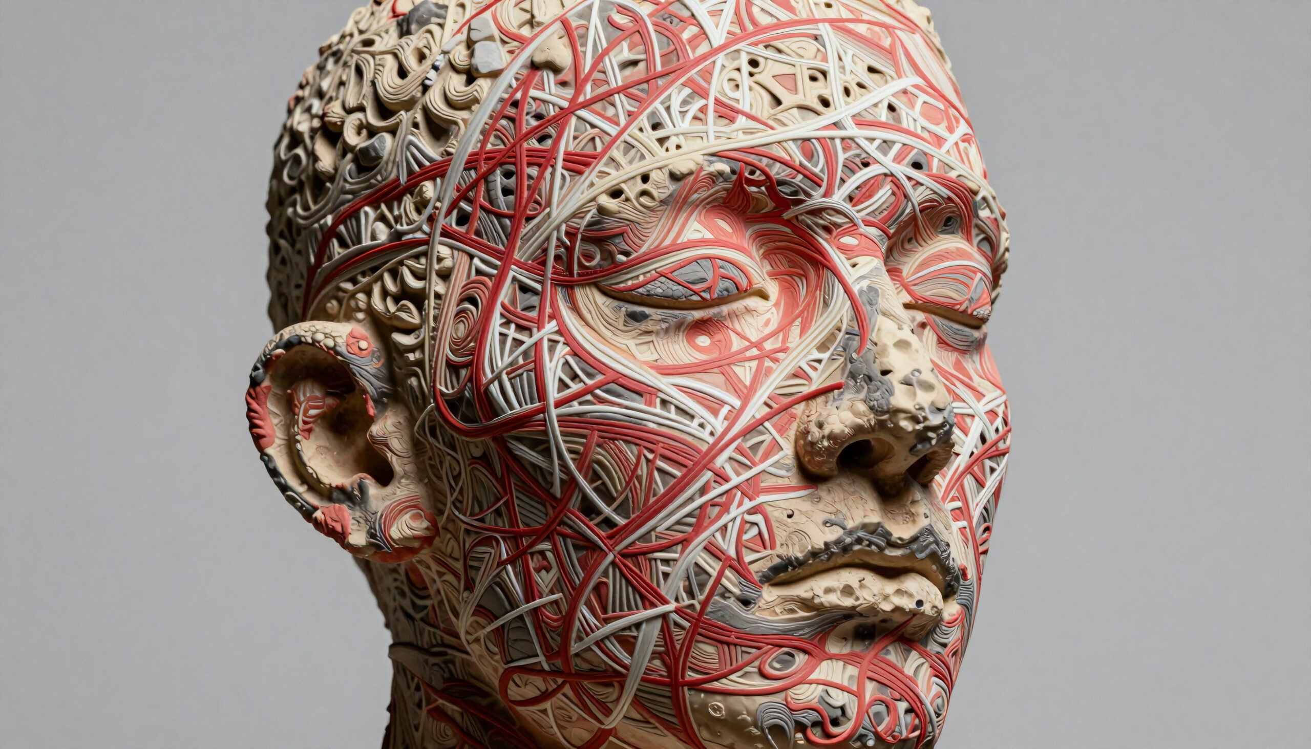 Intricate Woven Face Sculpture