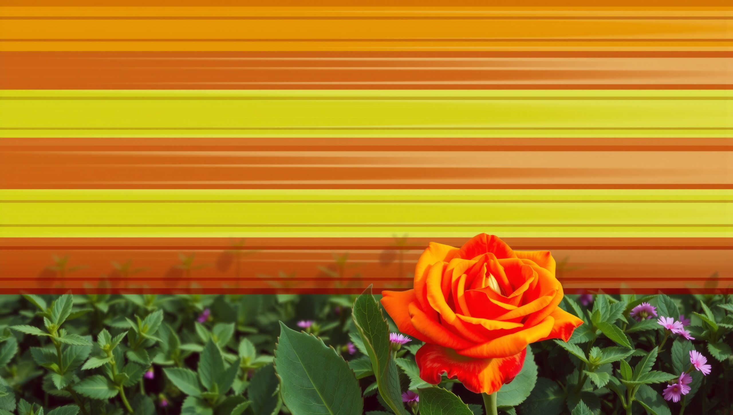 Orange Rose with Striped Background