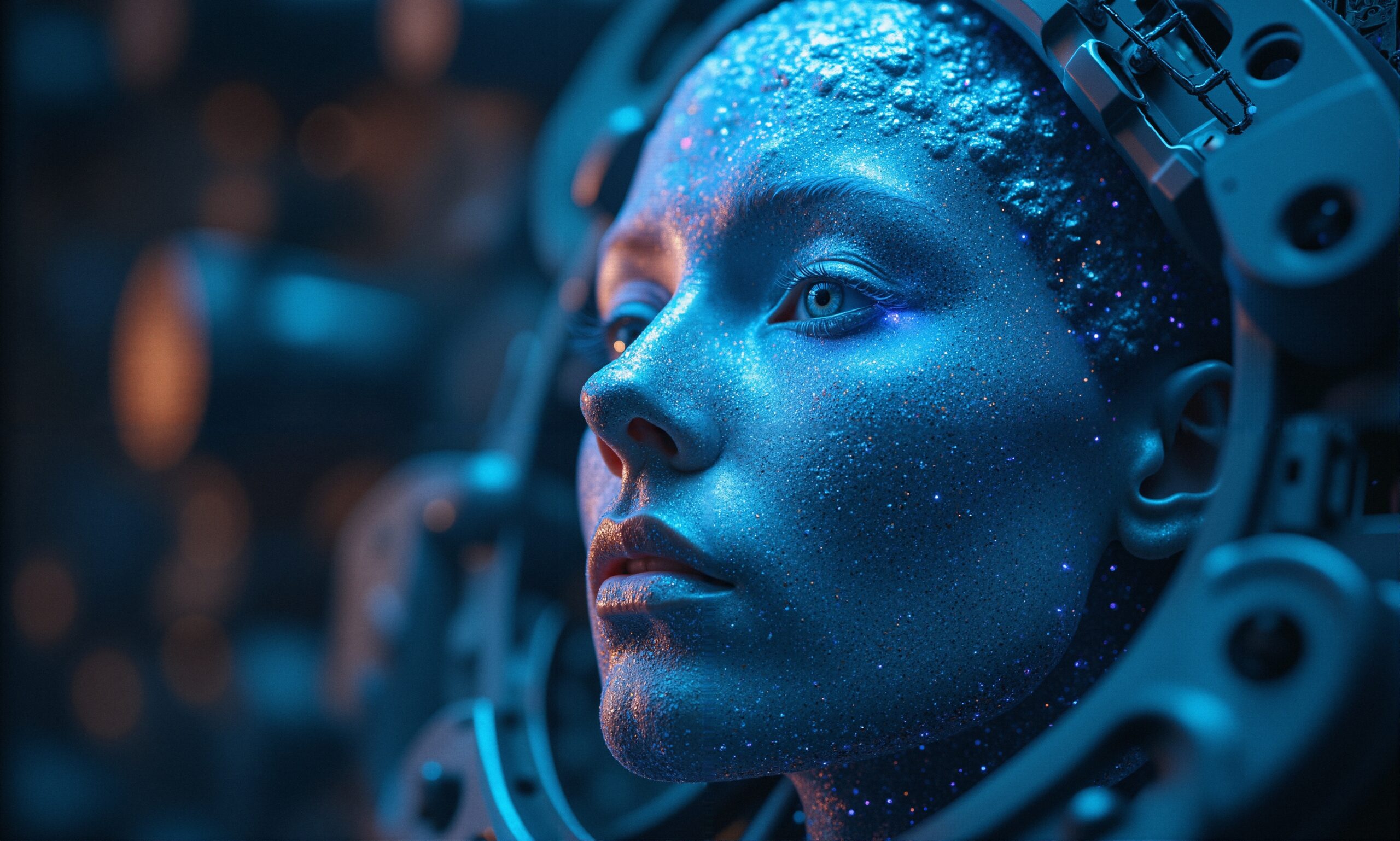 Futuristic Woman in Digital Cosmos