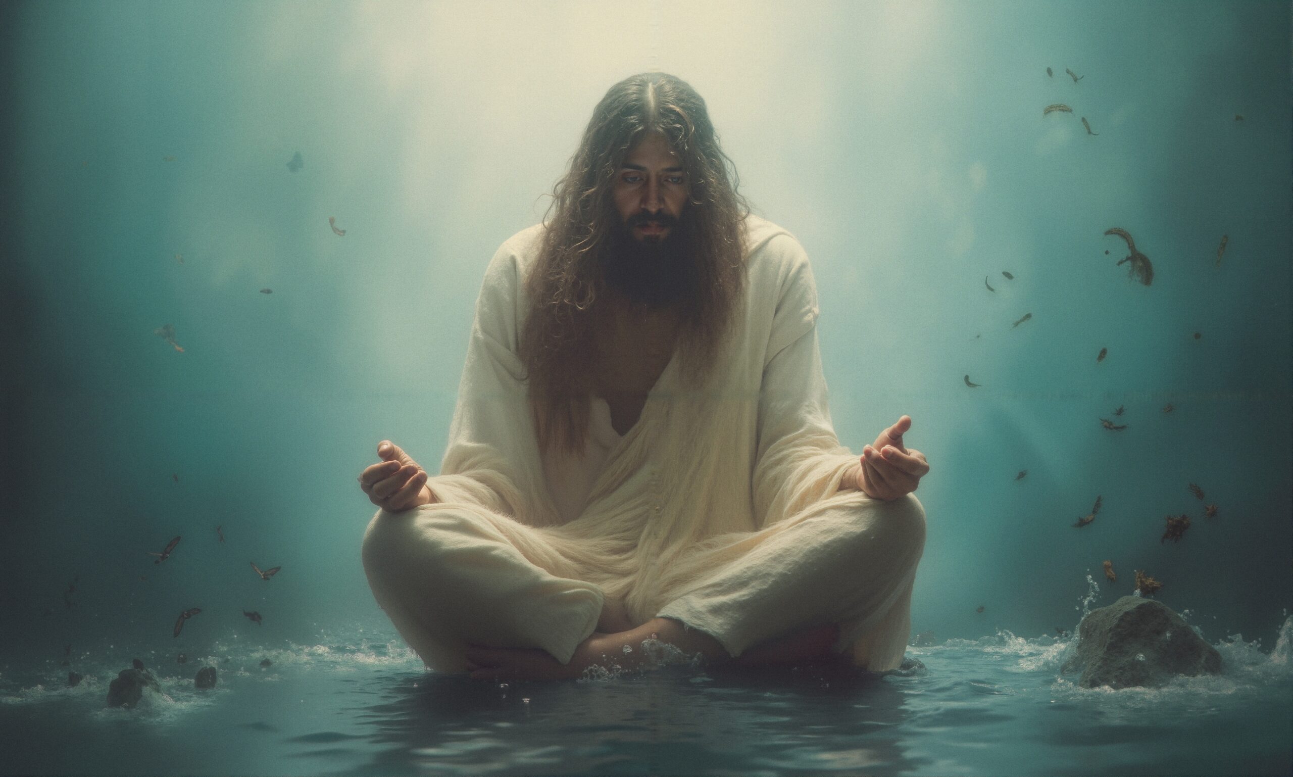 Meditative Figure on Water Reflection