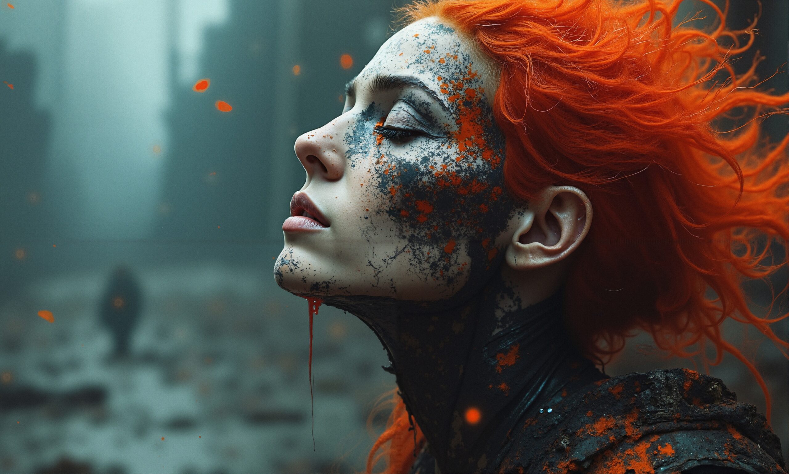 Fiery Elegance in Urban Mist