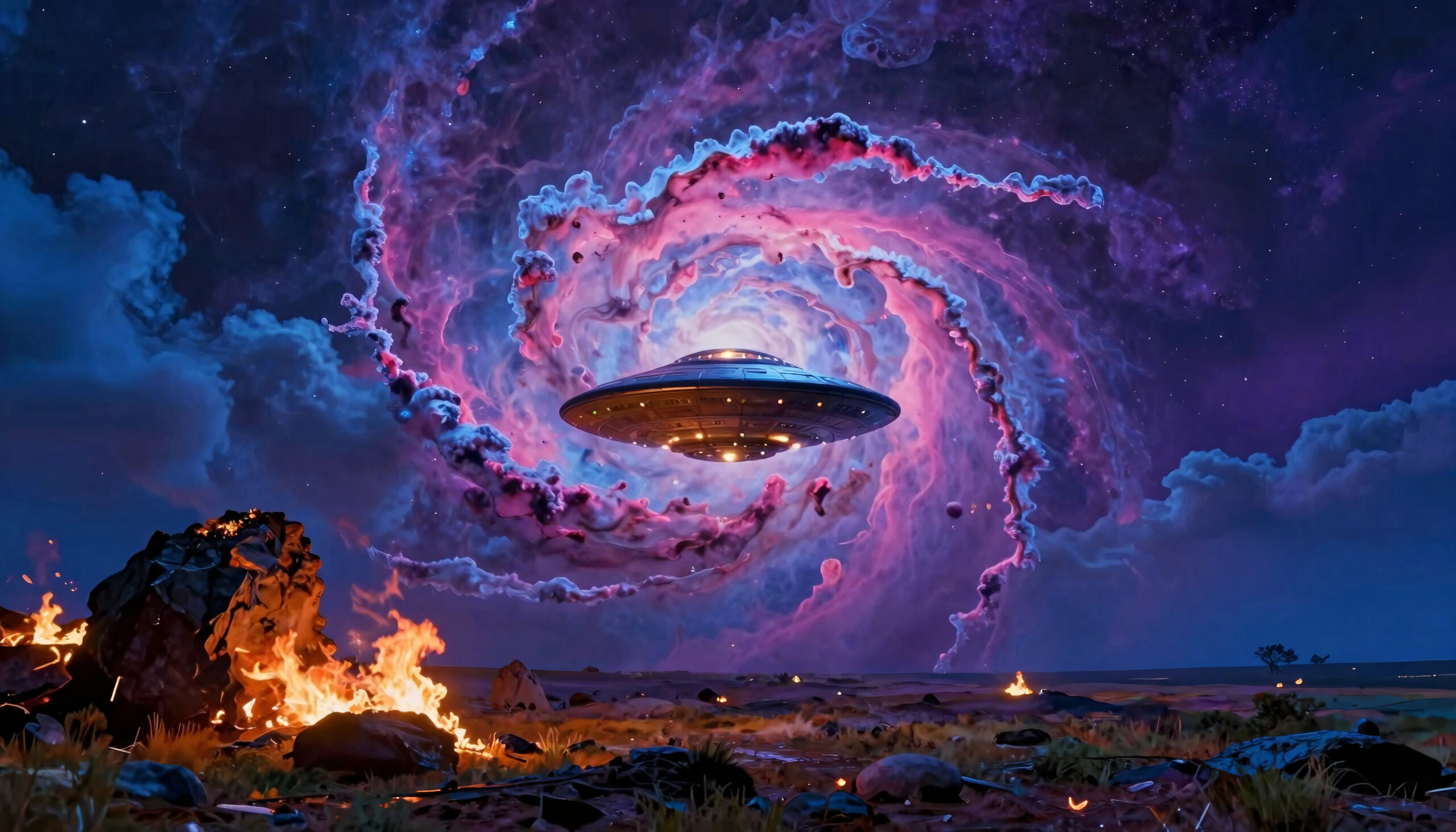 UFO Landing at Dusk