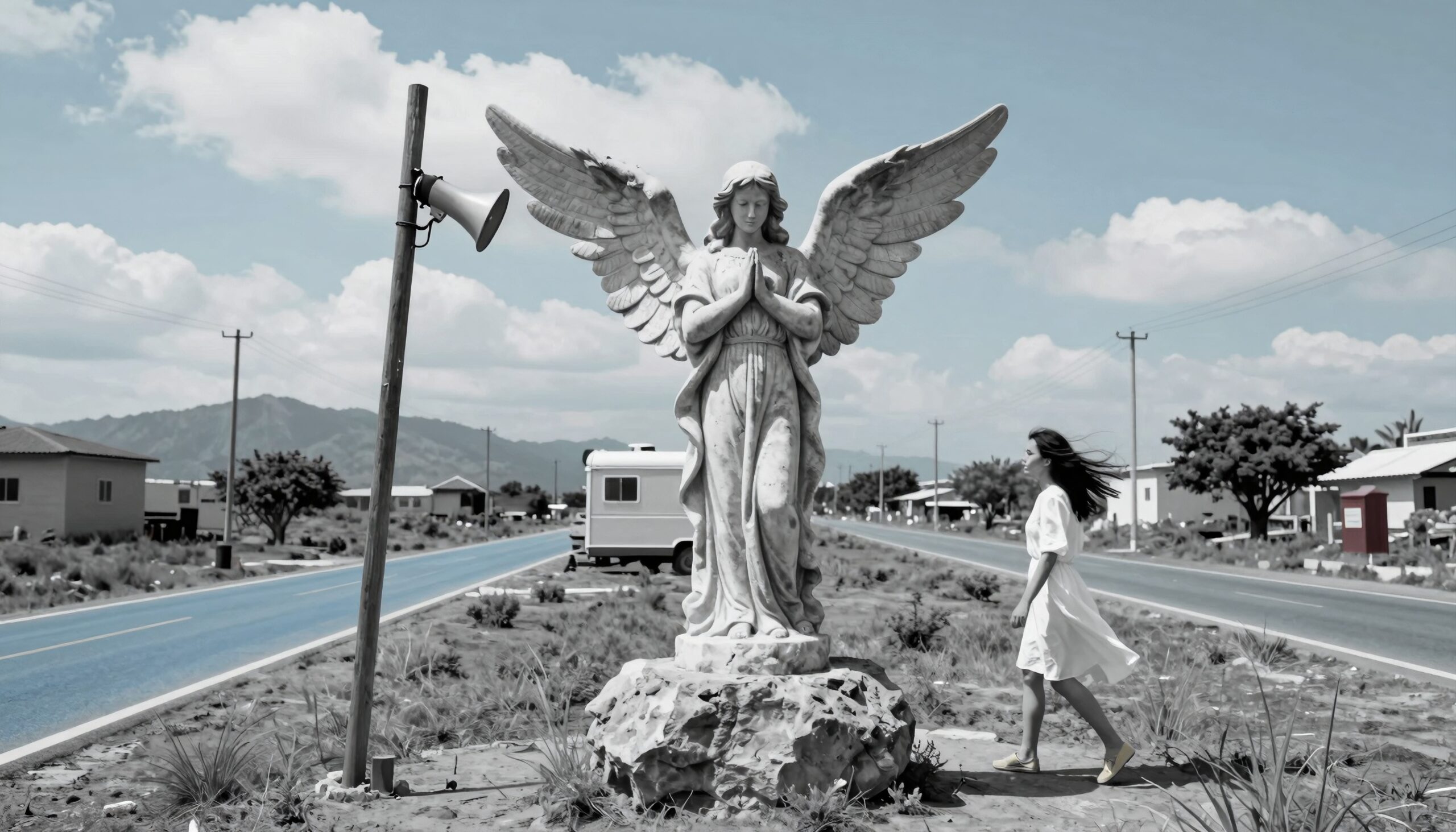Angel Statue on Open Road