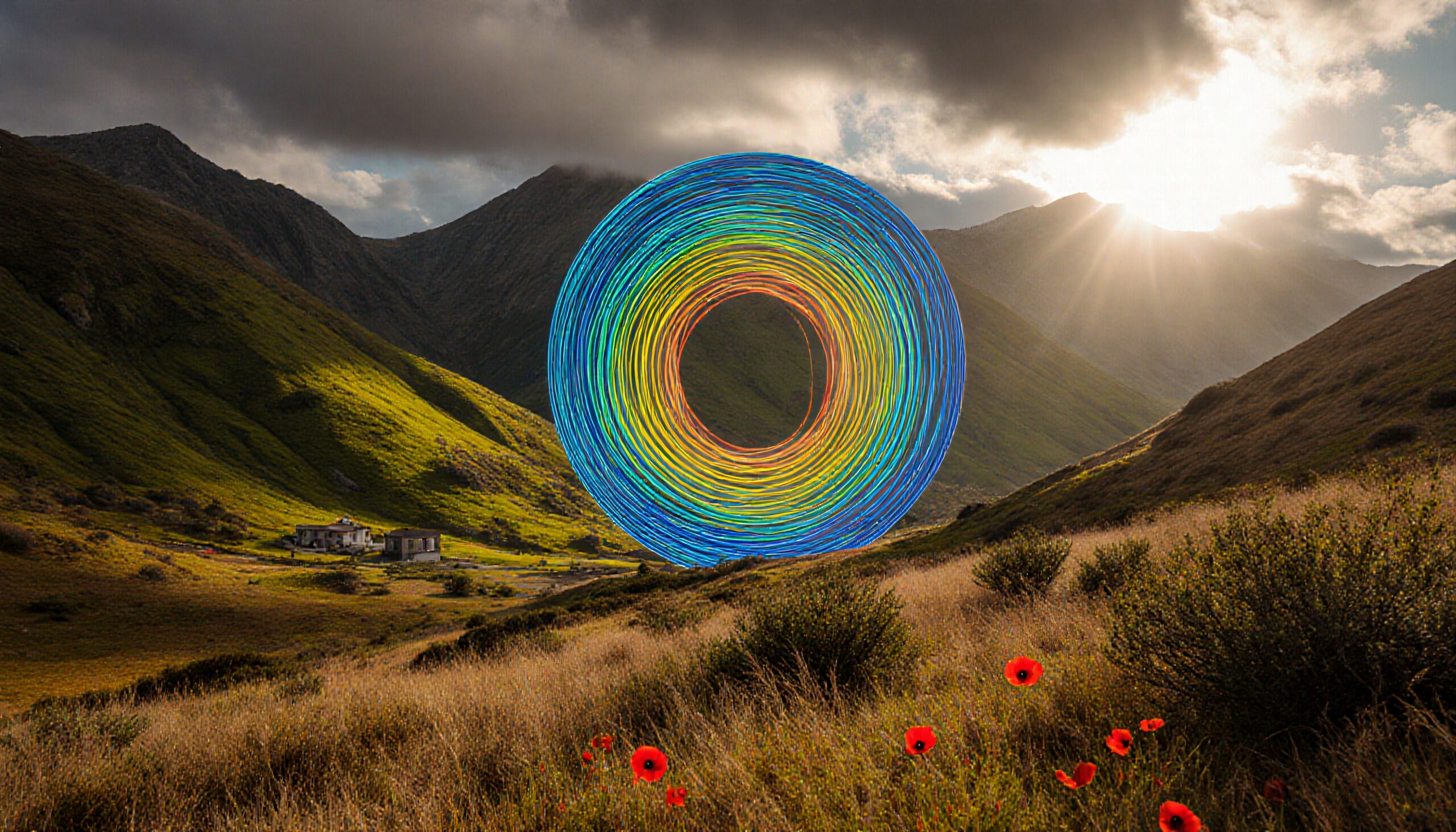 Vibrant Spiral in Serene Valley