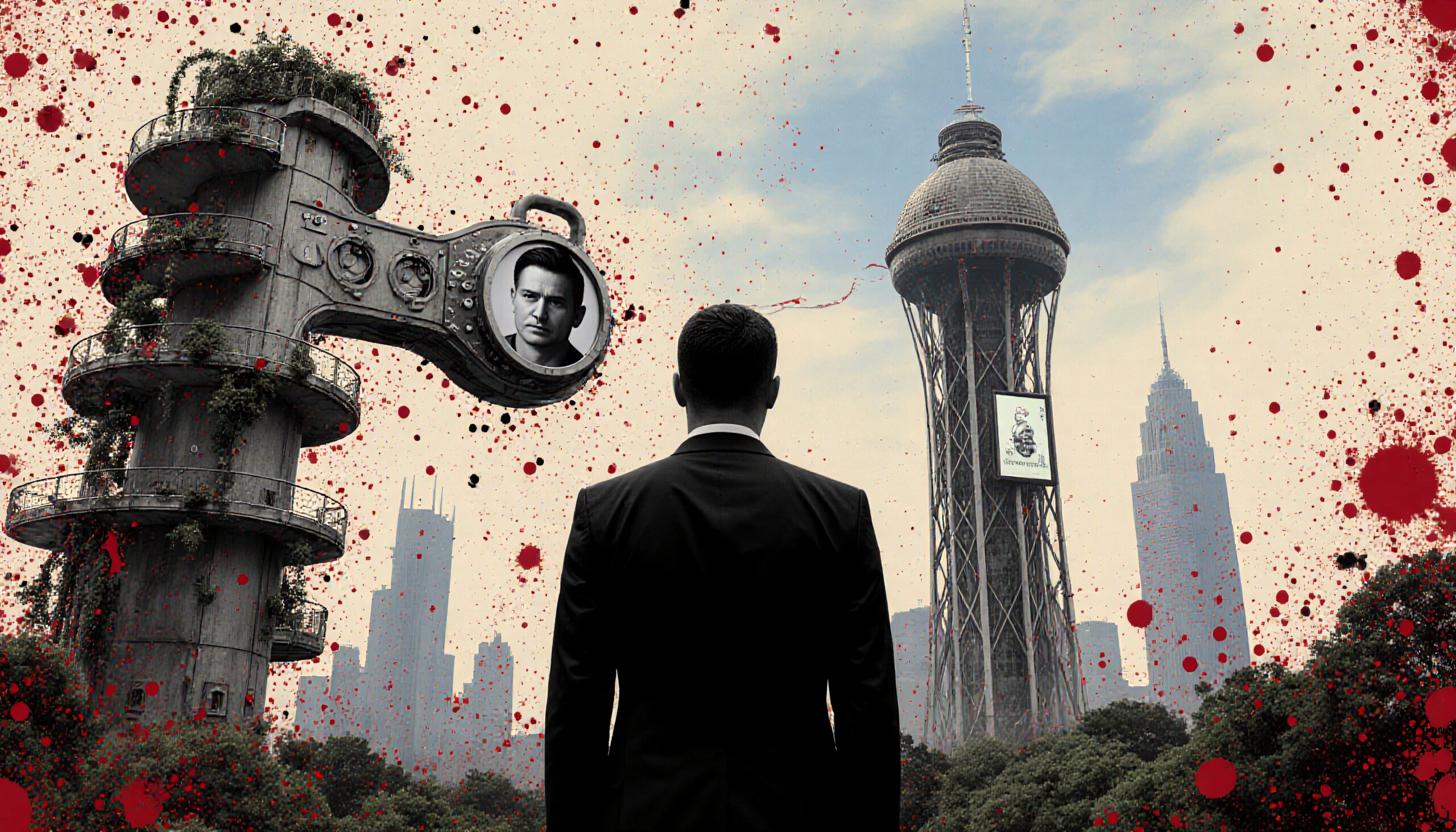 Surreal Urban Dreamscape with Blood