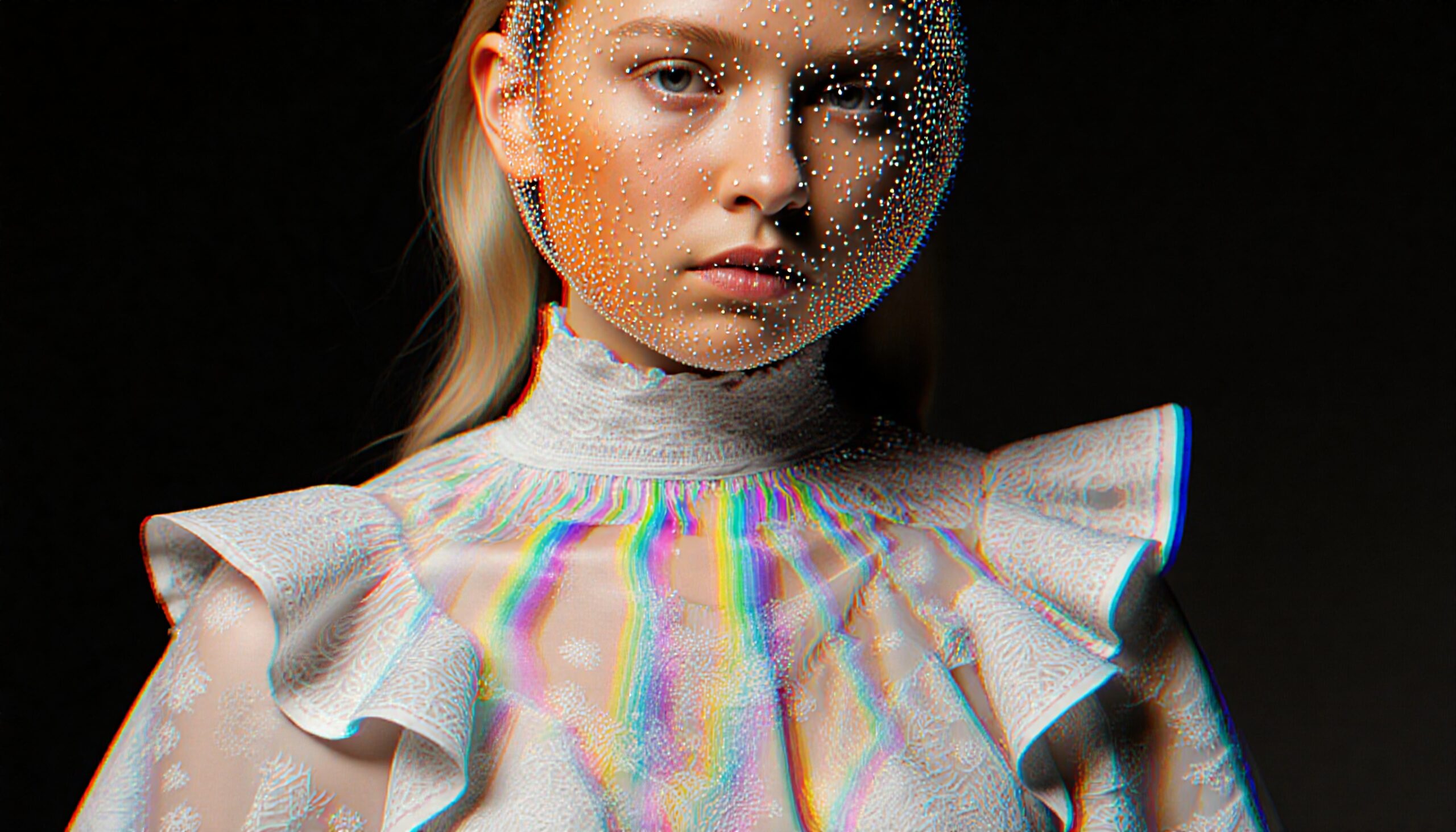 Ethereal Portrait with Rainbow Accents