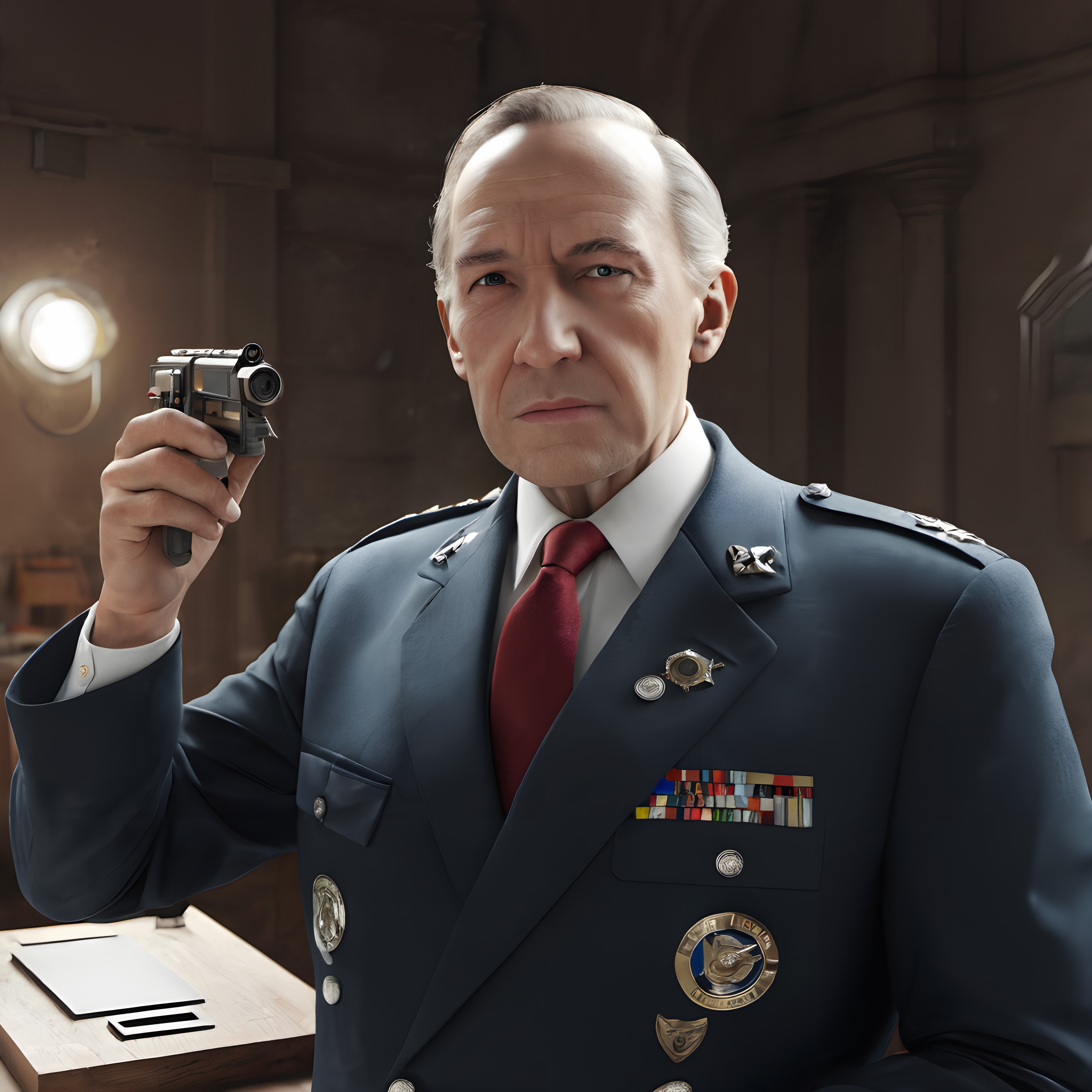 Authoritative Military Leader Recording Message