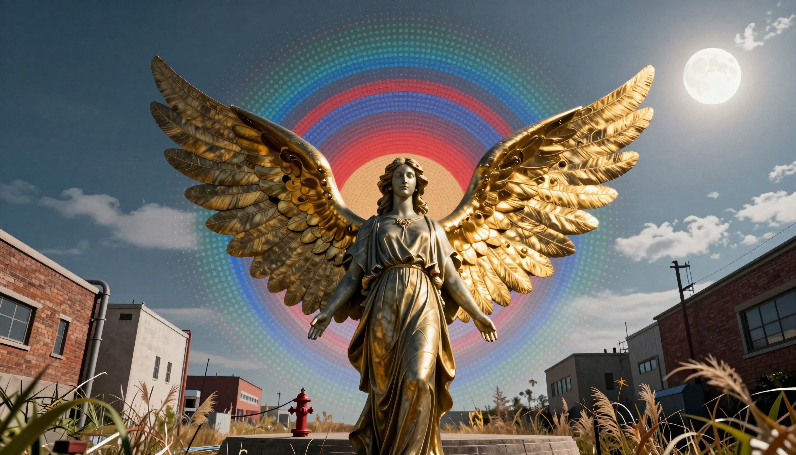 Golden Angel in Urban Oasis