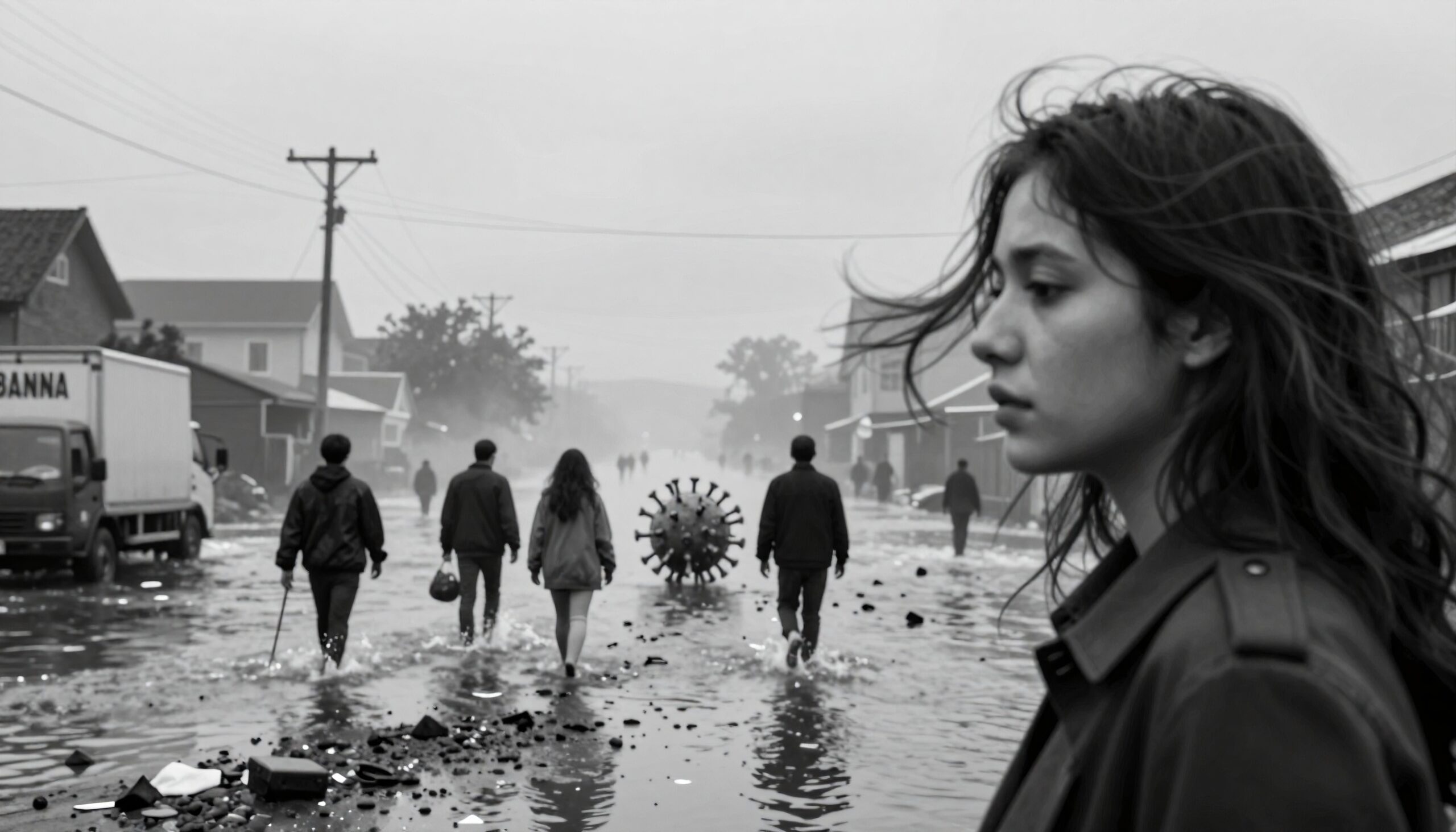 Flooded Town Silent Procession Virus