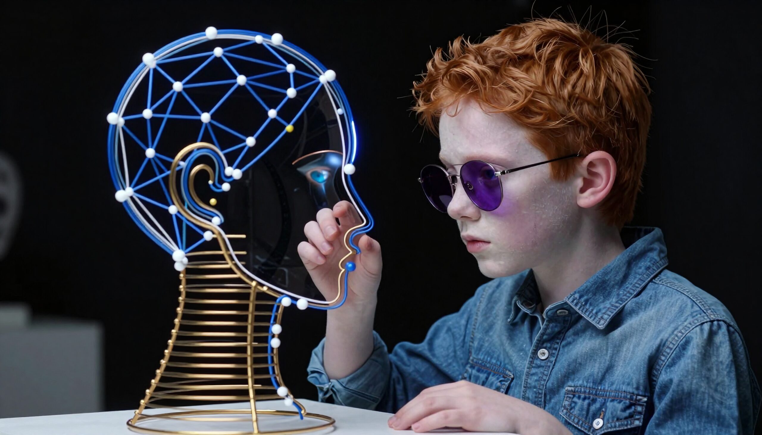 Young Boy Meets Futuristic Sculpture
