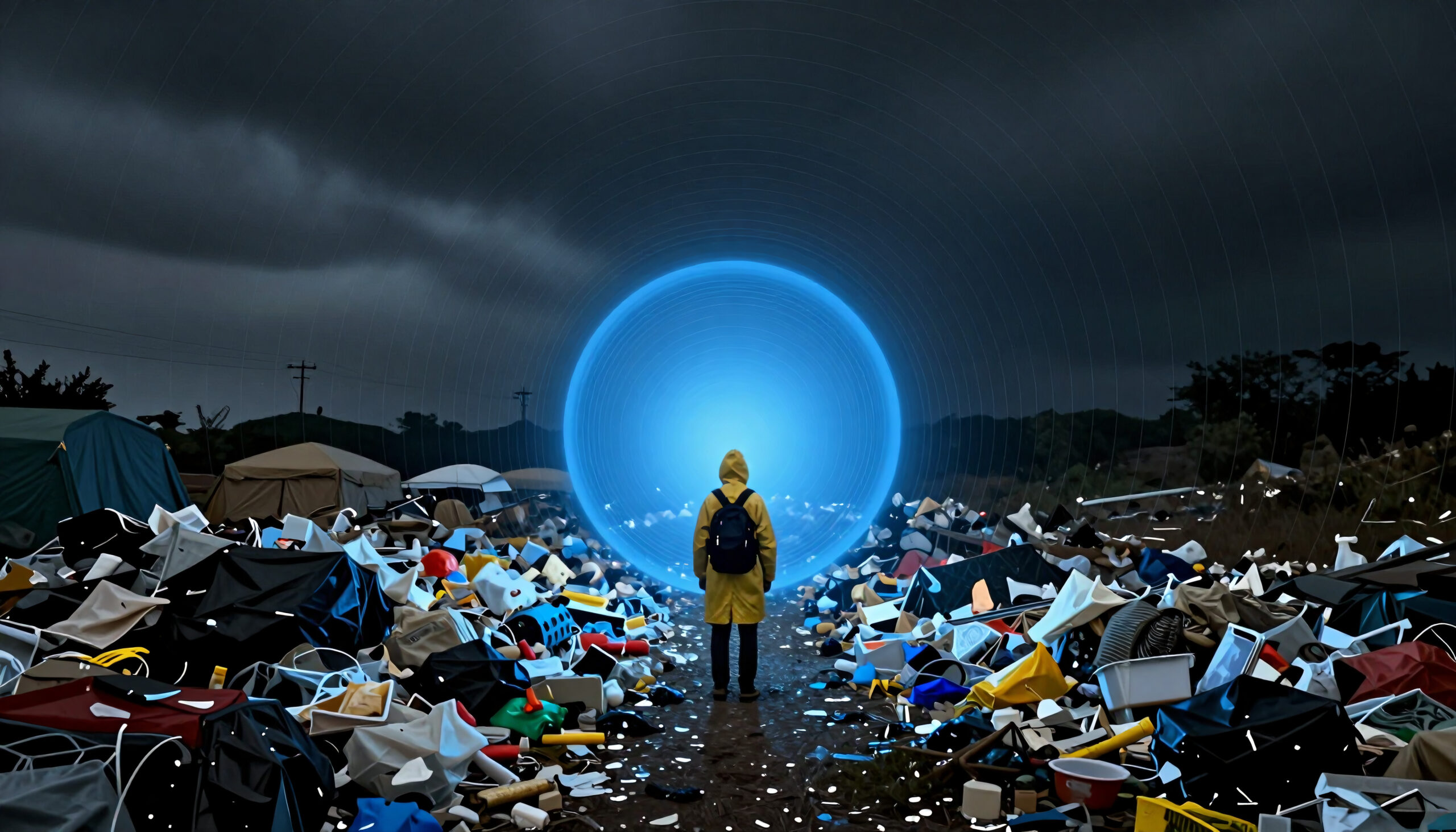 Glowing Portal in Rubbish Field