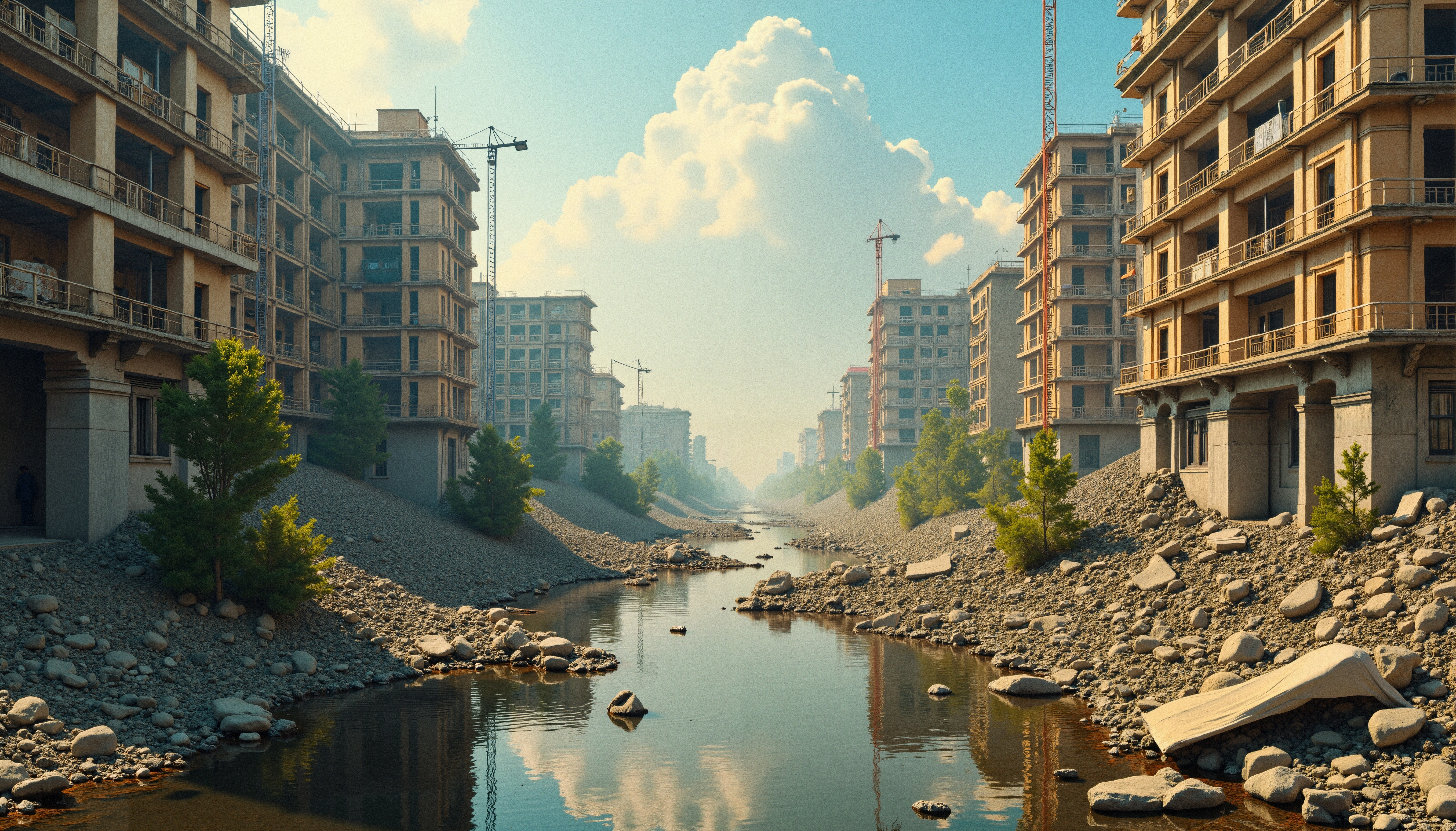 Urban Riverbed and Buildings