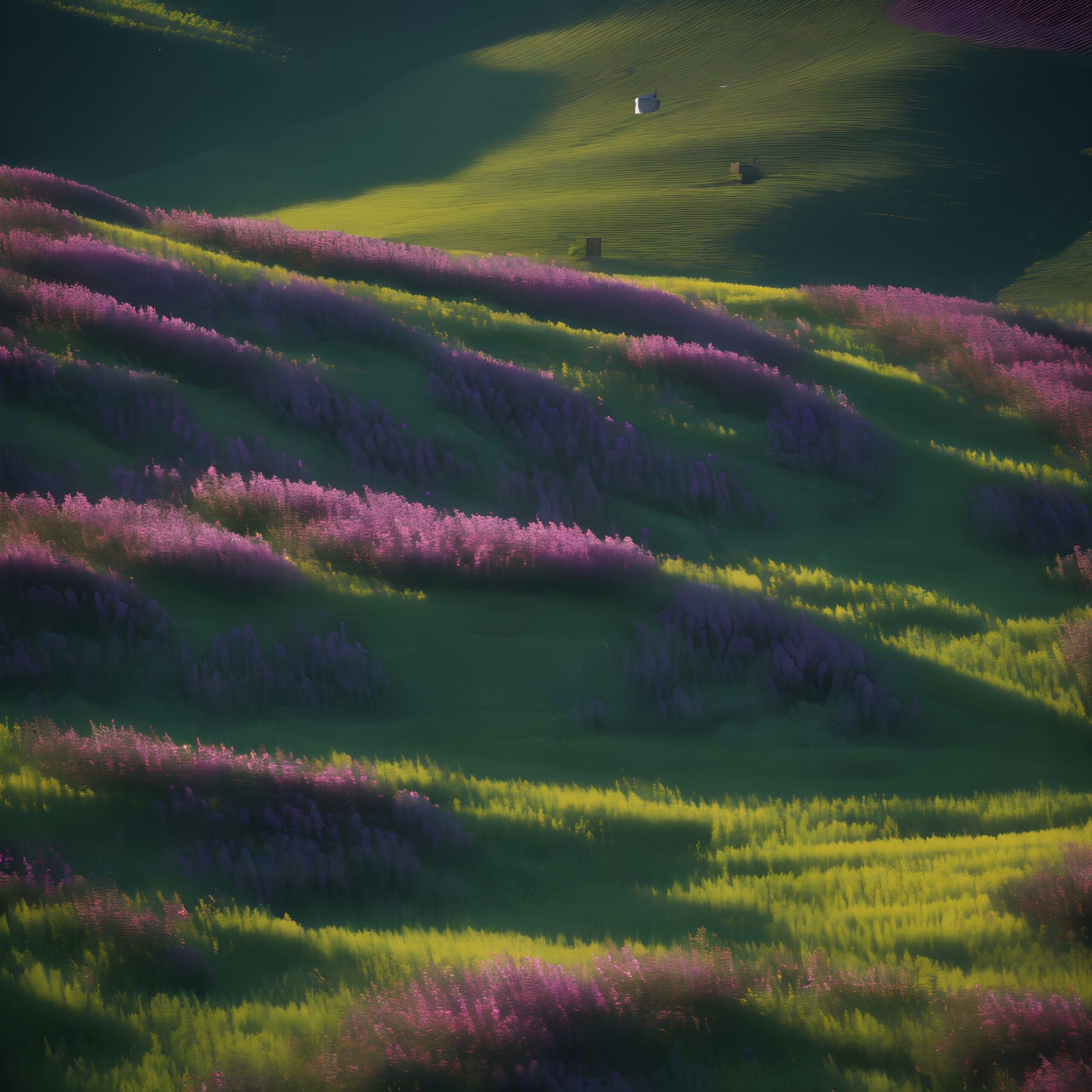 Purple Hills and Green Fields