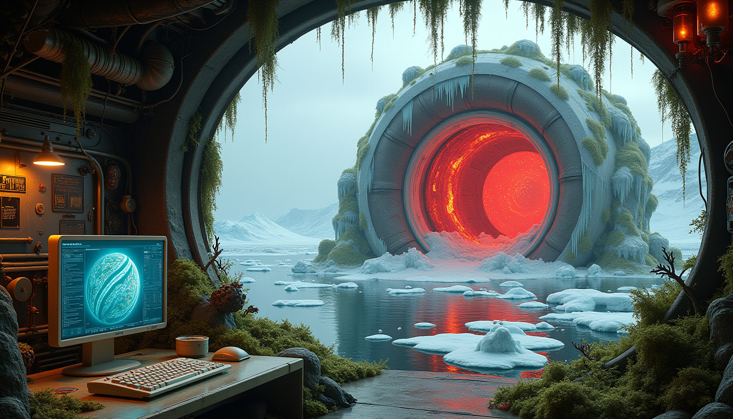 Futuristic Icy Portal Landscape
