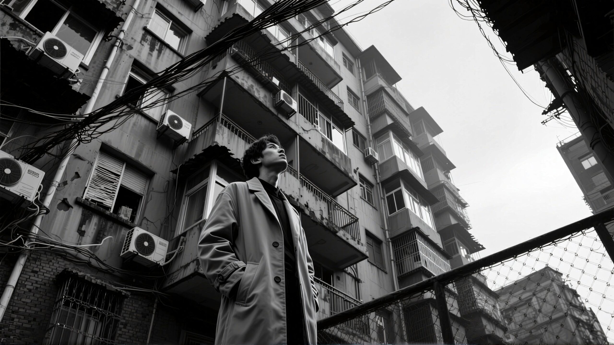 Urban Reflection in Monochrome Scene