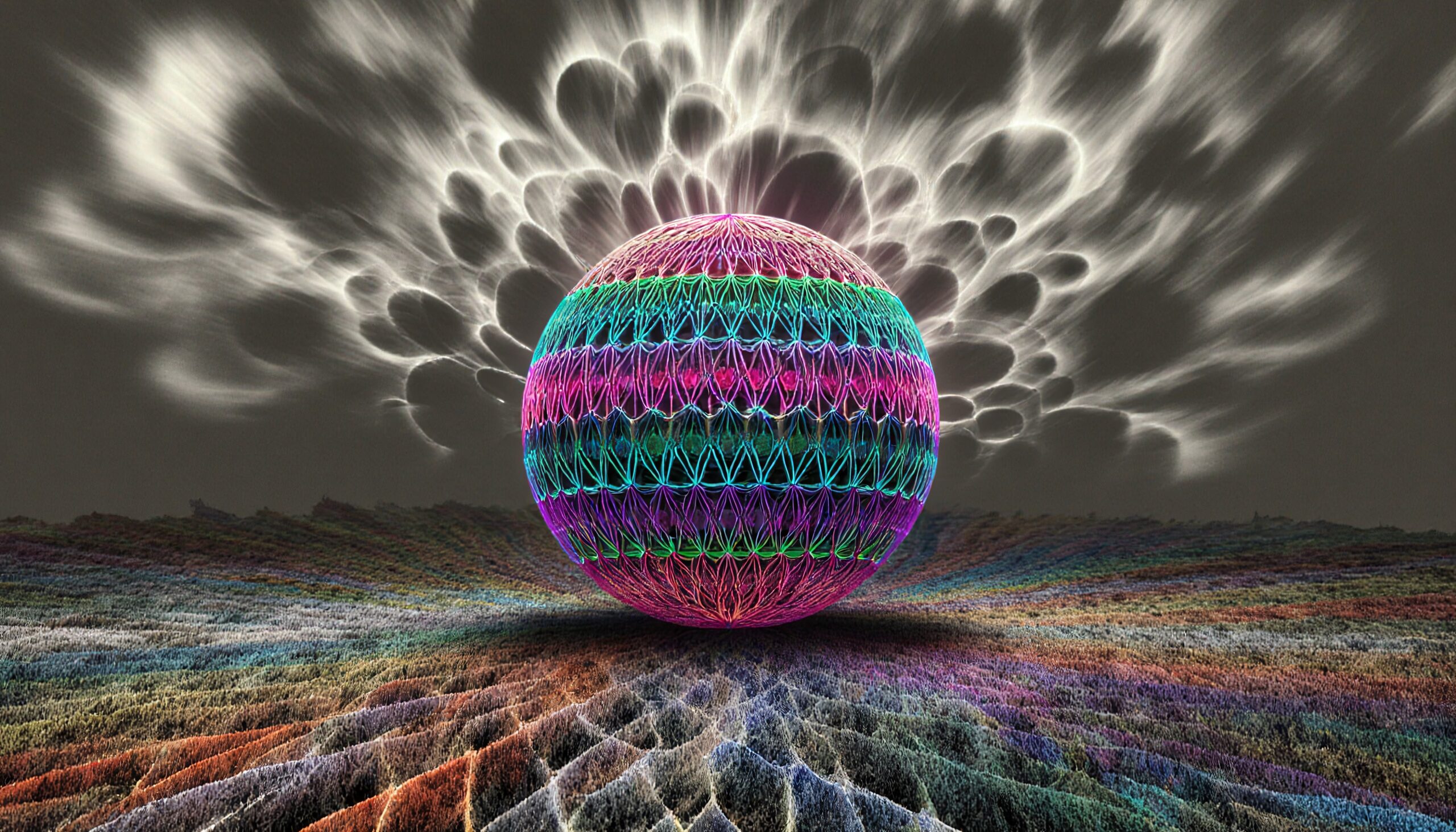 Colorful Neon Sphere Surreal Landscape
