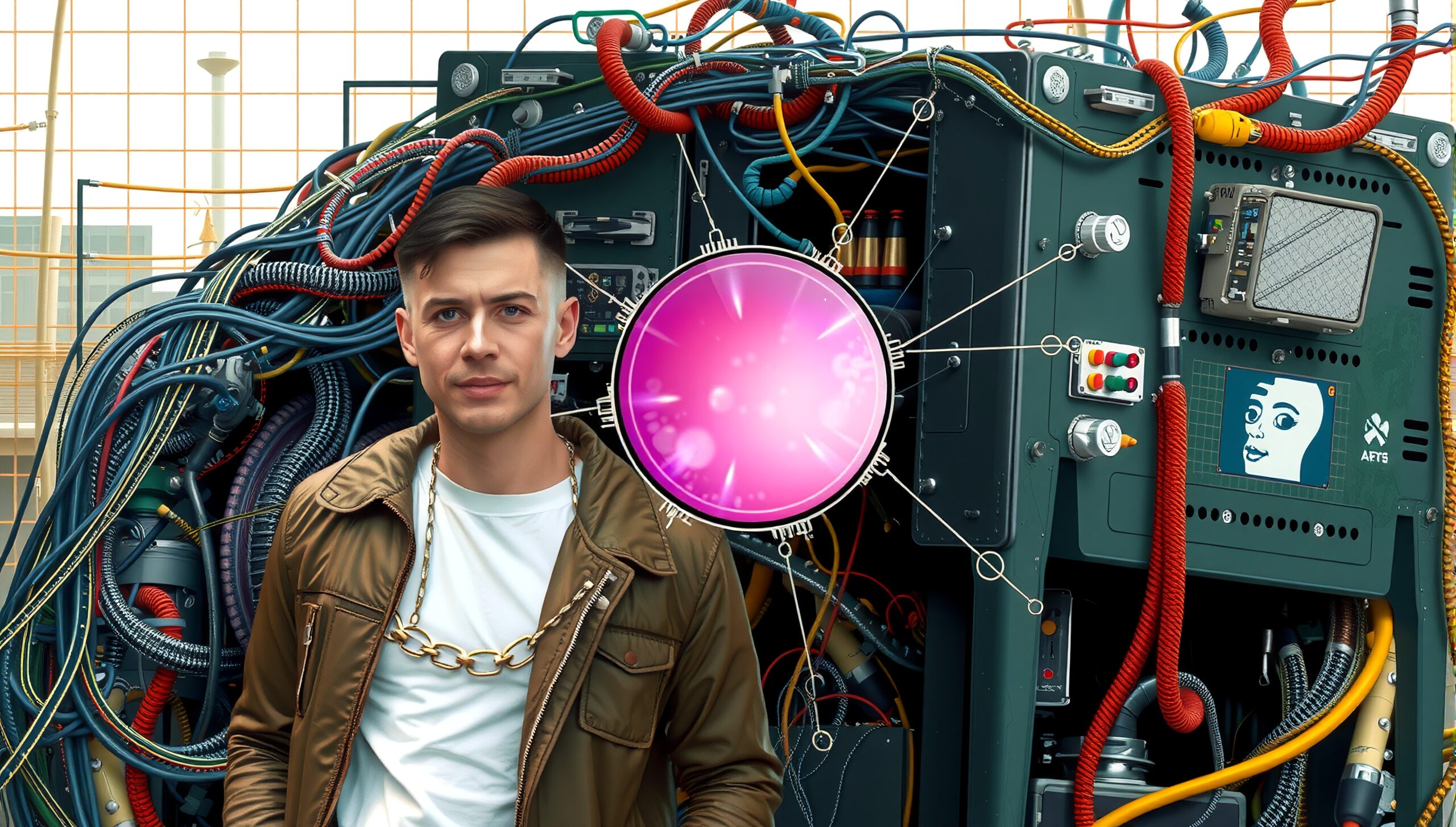 Mysterious Man in Futuristic Lab