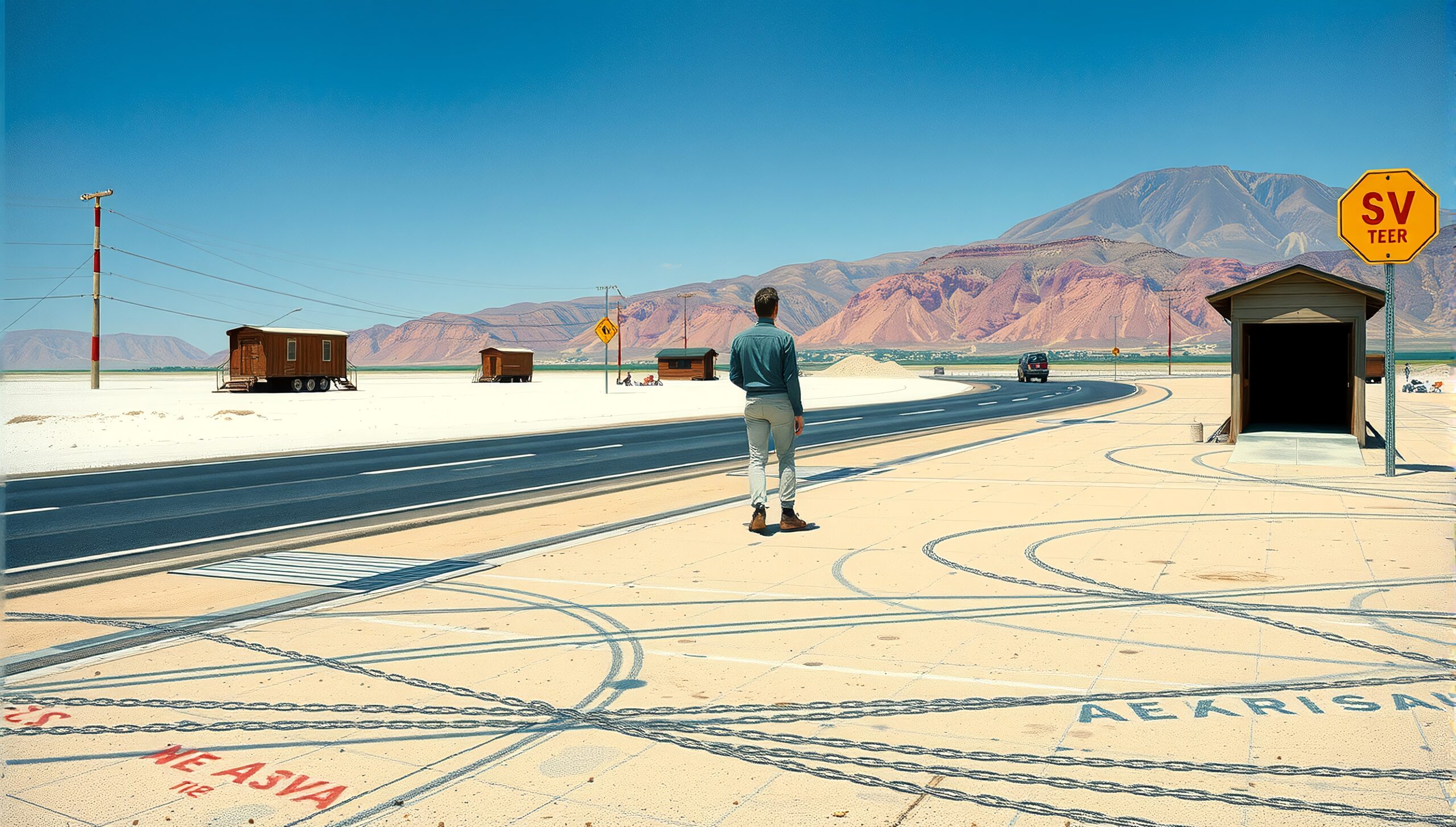 Solitary Traveler in Desert Landscape