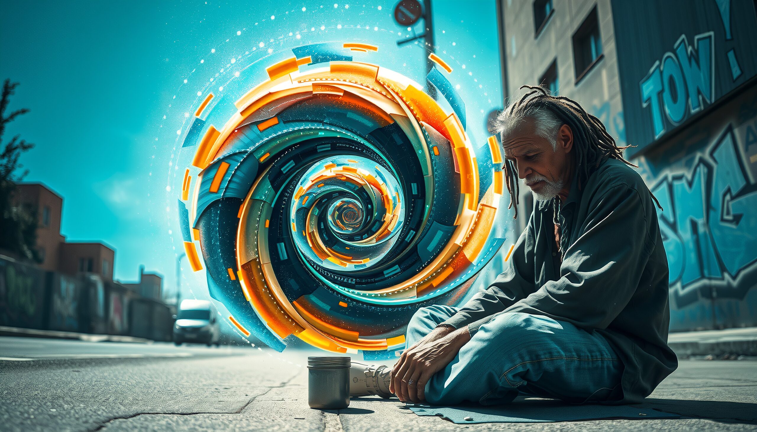 Urban Contemplation Meets Abstract Vortex