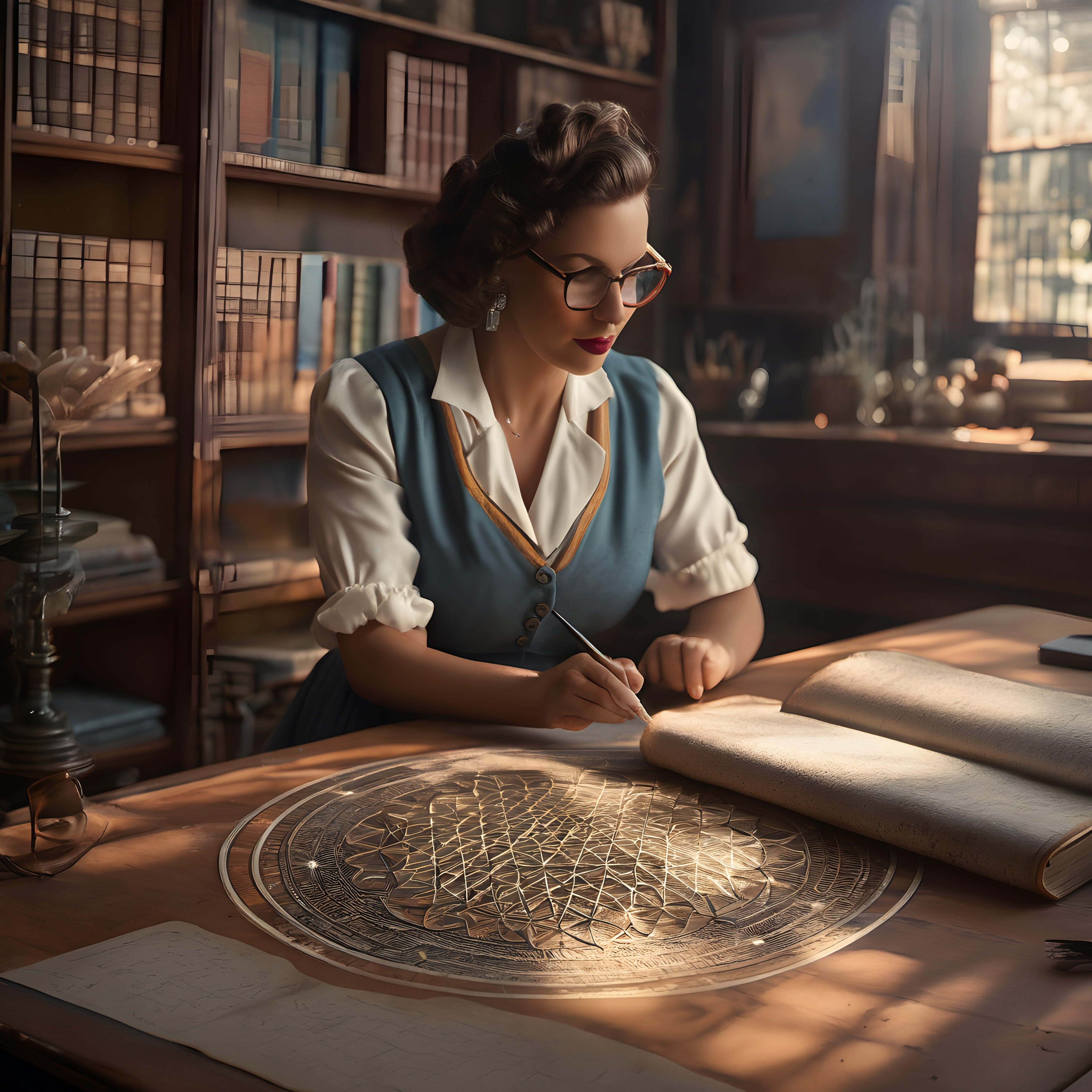 Vintage Scholar Creating Illuminated Manuscript