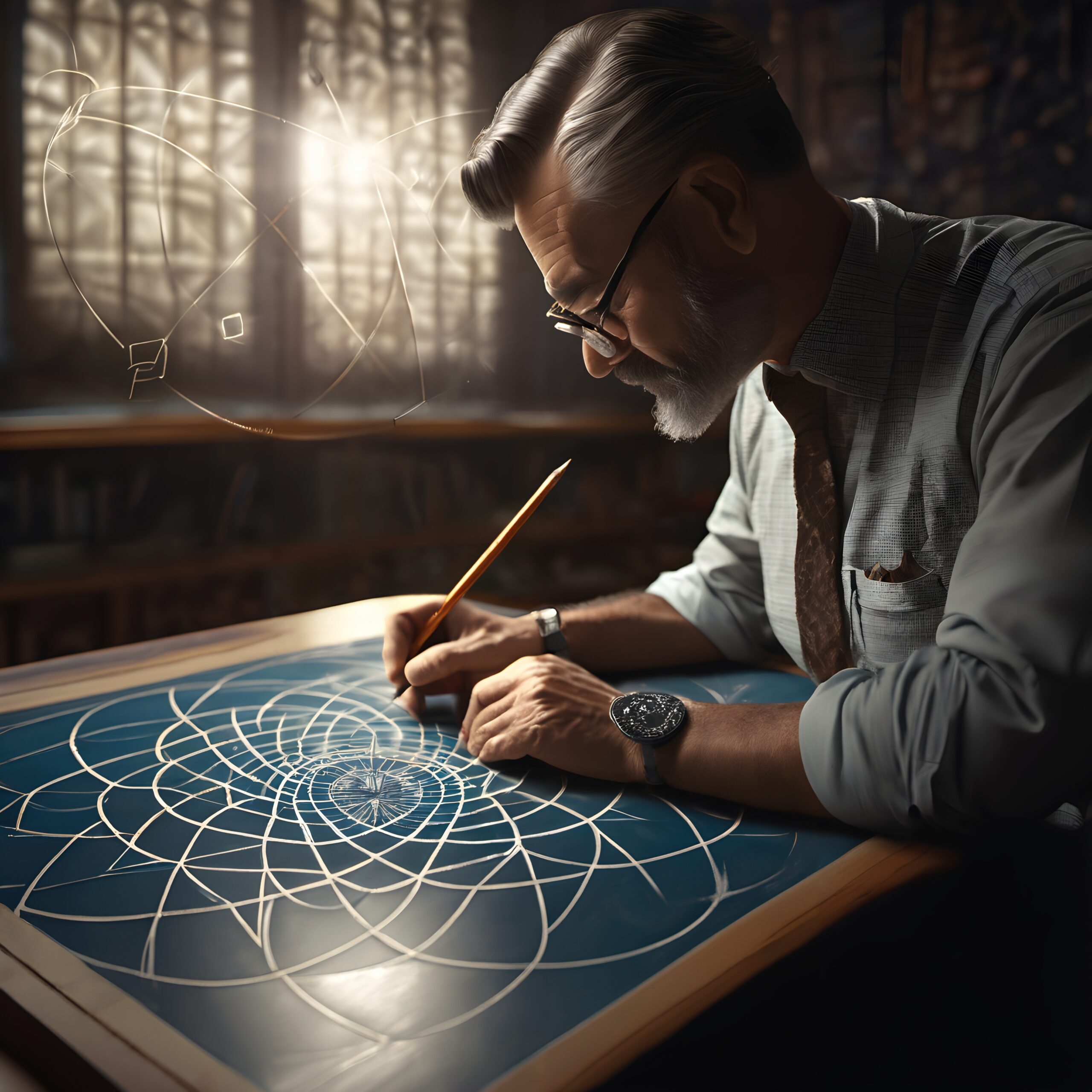 Man Drawing Geometric Patterns