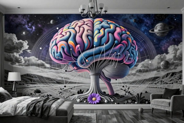 Abstract Neuroscience Wall Art: A Cosmic View of the Human Brain