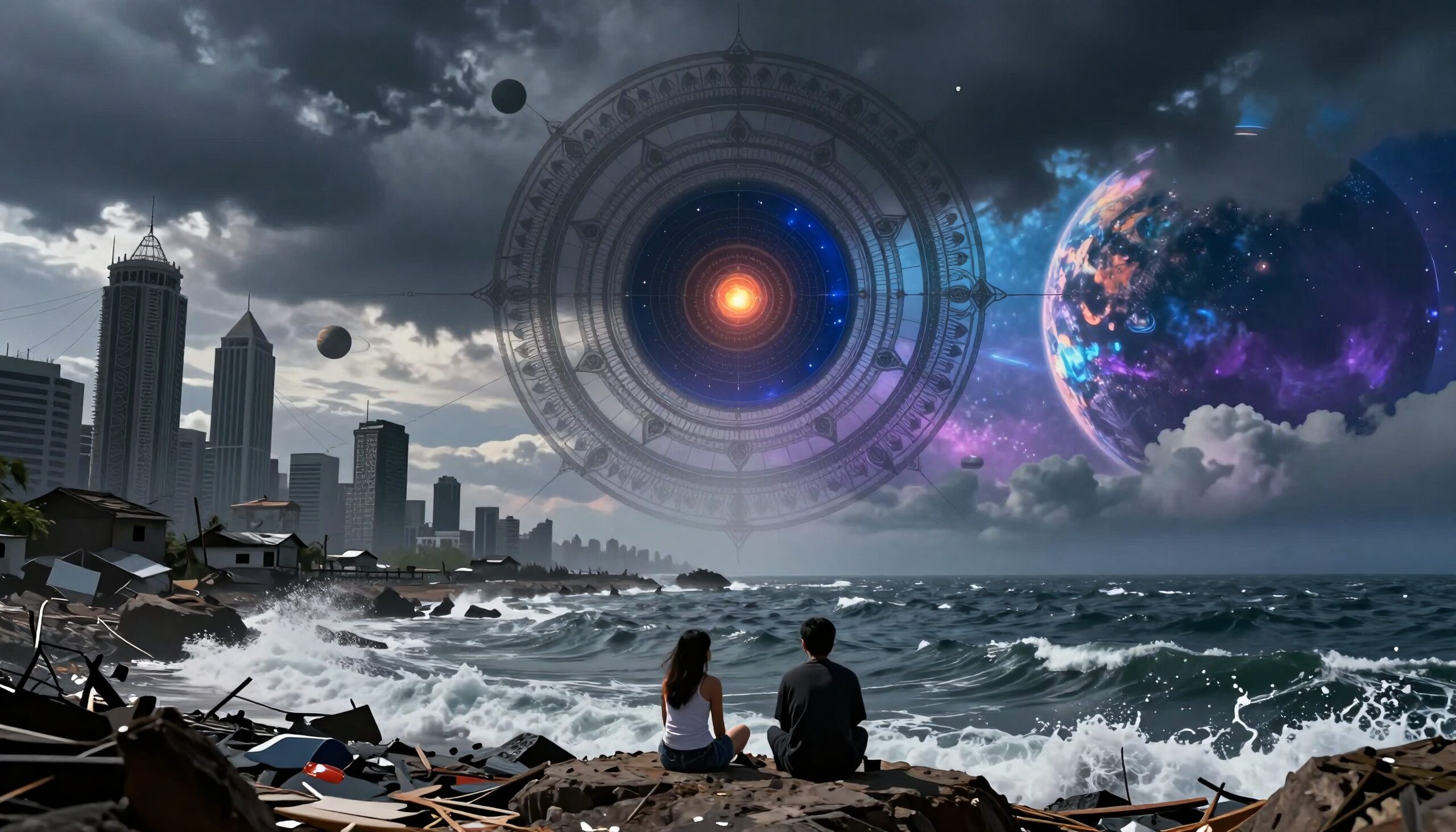 Cosmic Portal Above Rough Seas