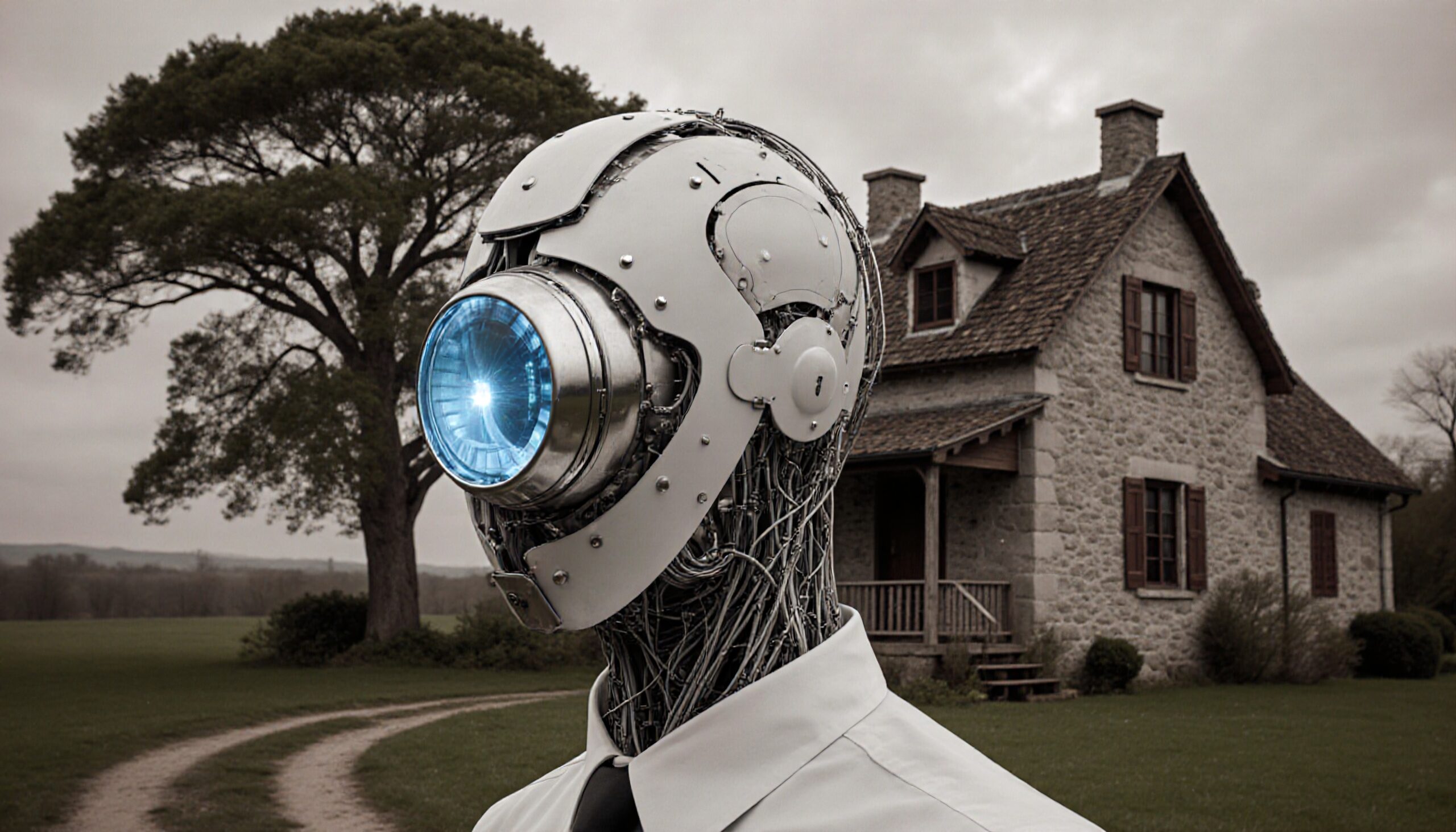 Futuristic Intruder in Countryside