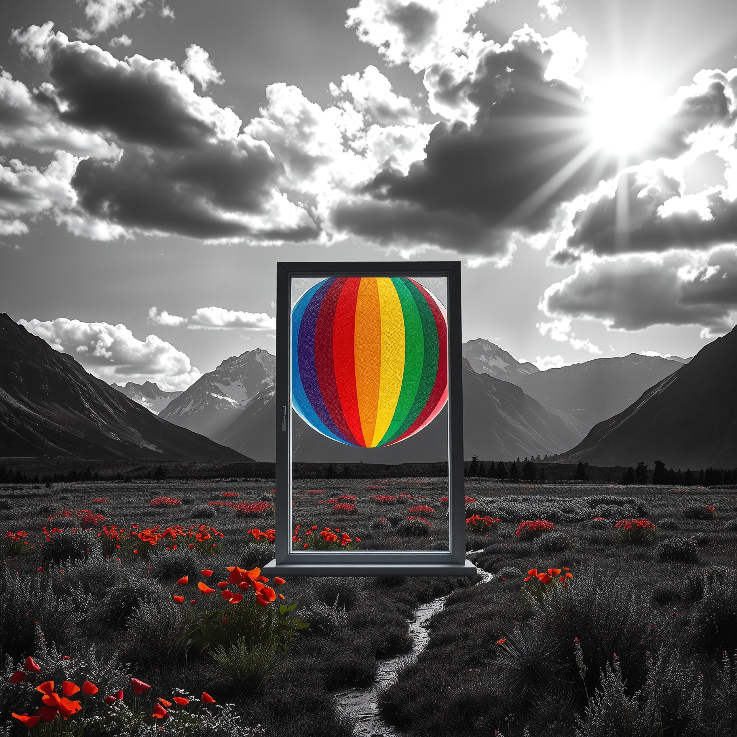 Colorful Sphere Framed by Nature