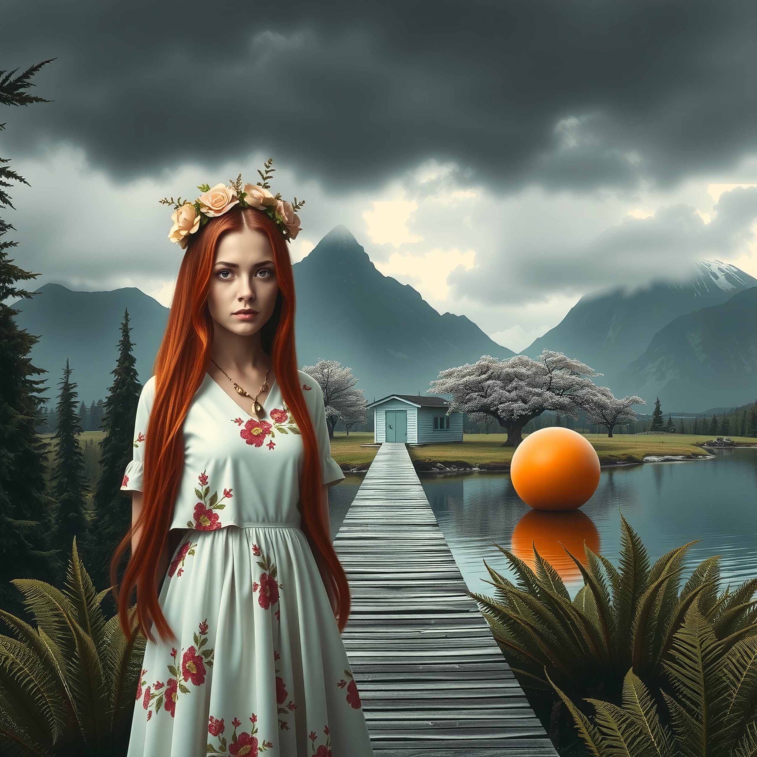 Woman by the Mountain Lake