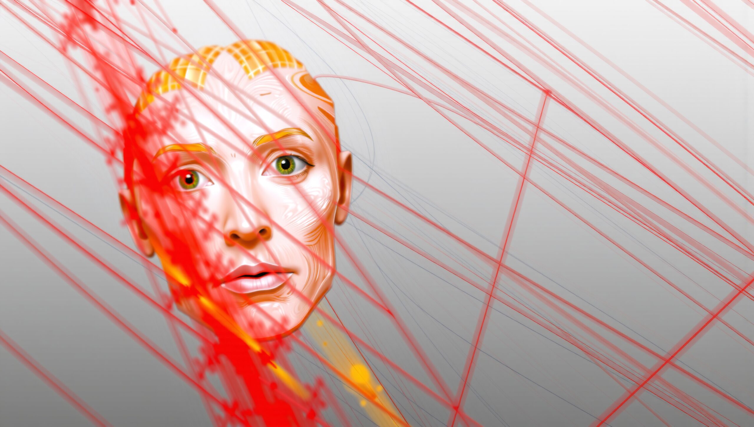 Modern Digital Portrait with Lines