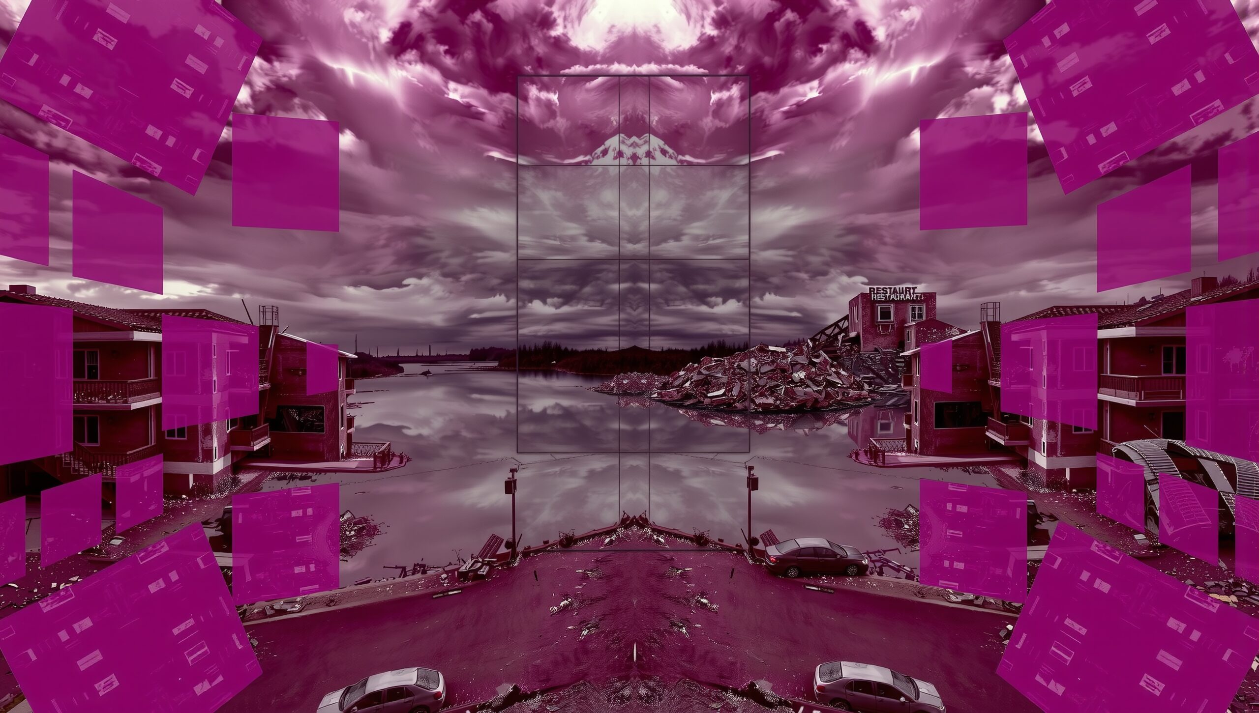 Magenta Reflections in a Surreal Landscape