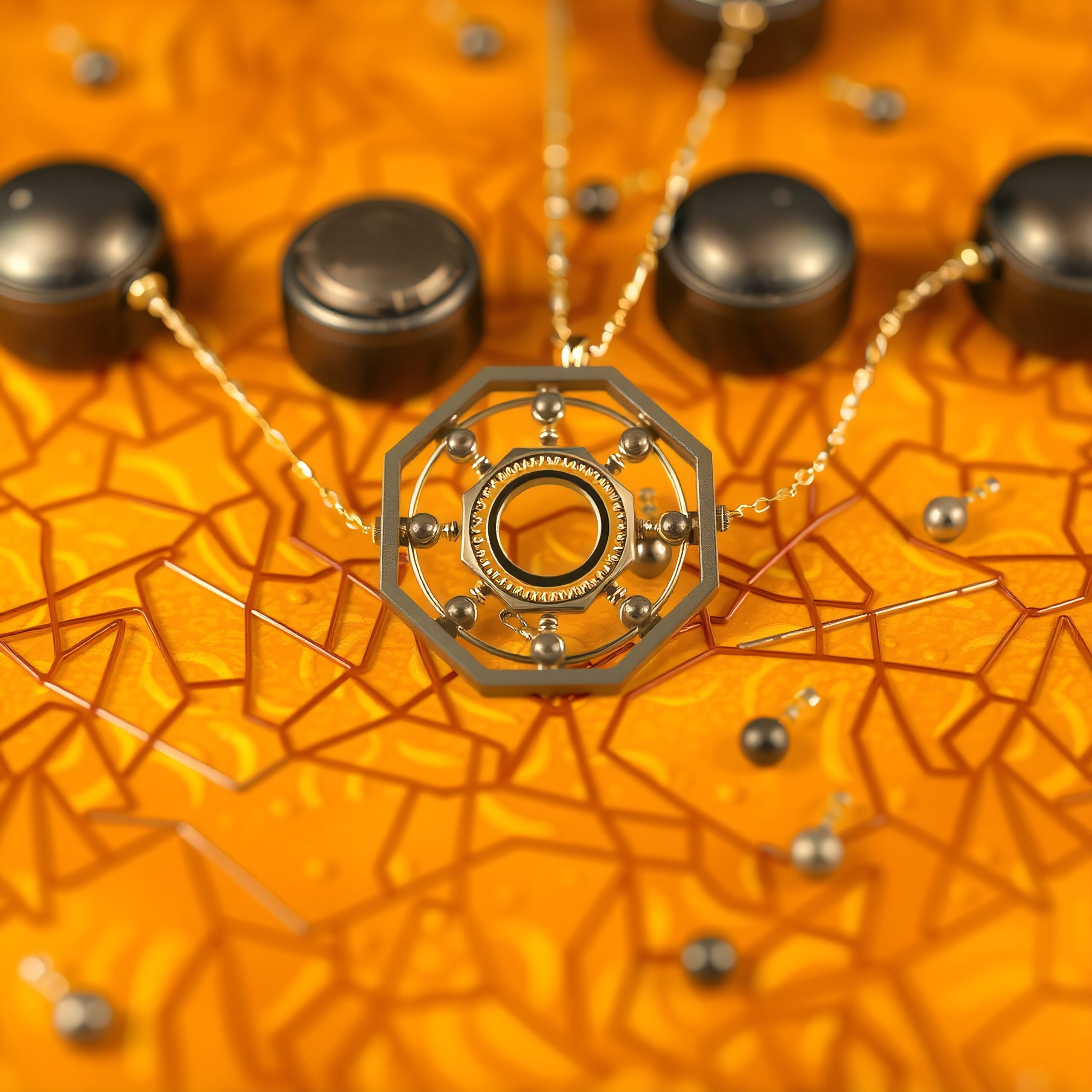 Ornate Necklace on Orange Background