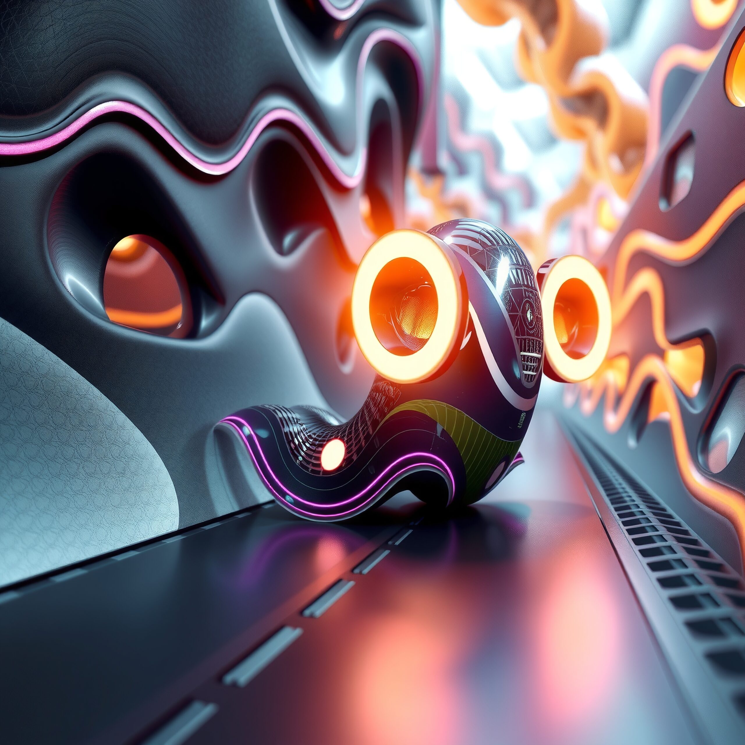 Future technological concept with glowing interfaces