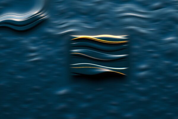 Abstract digital artwork of wavy lines and glowing highlights.