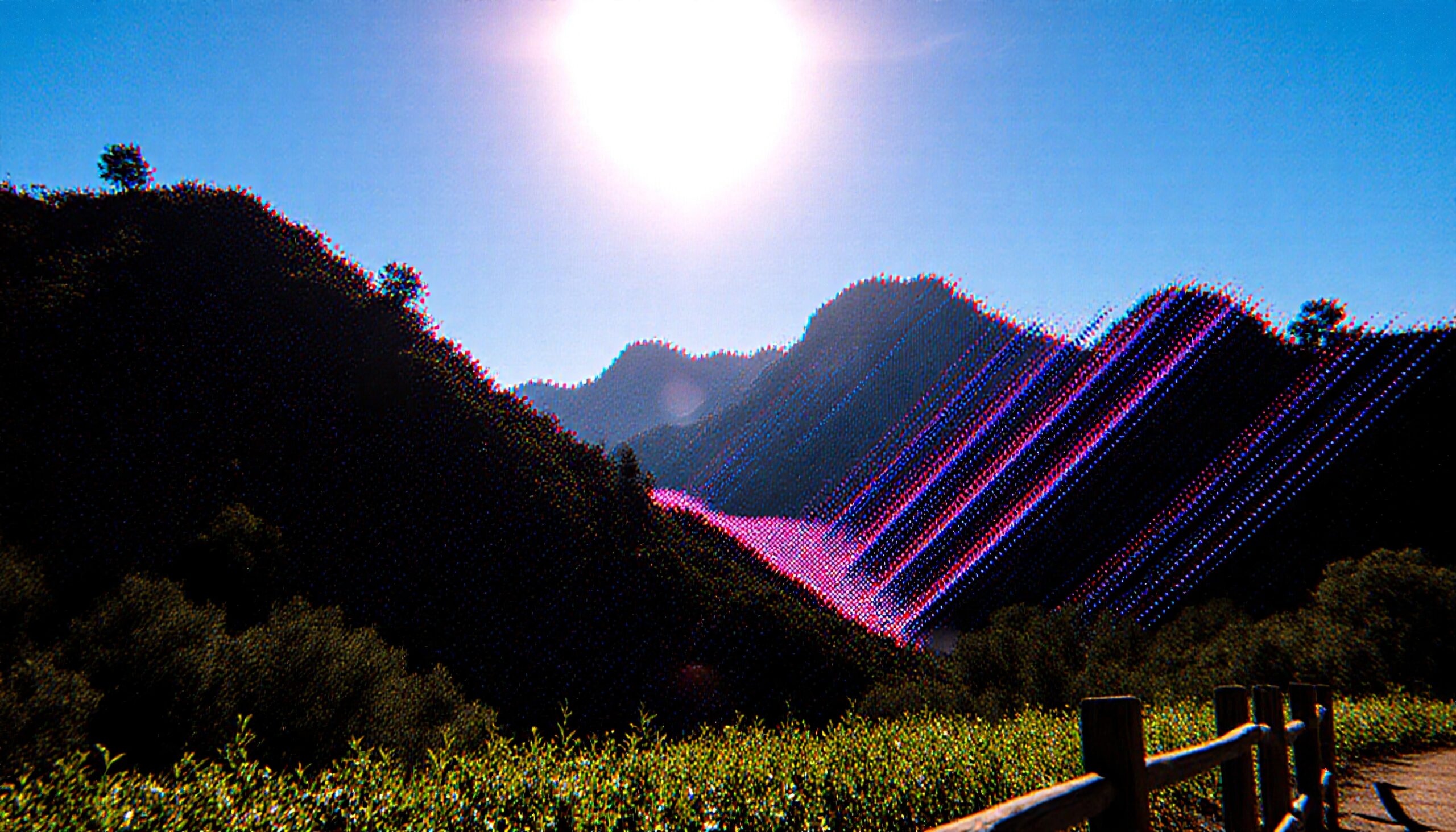 Surreal Landscape with Digital Glitch