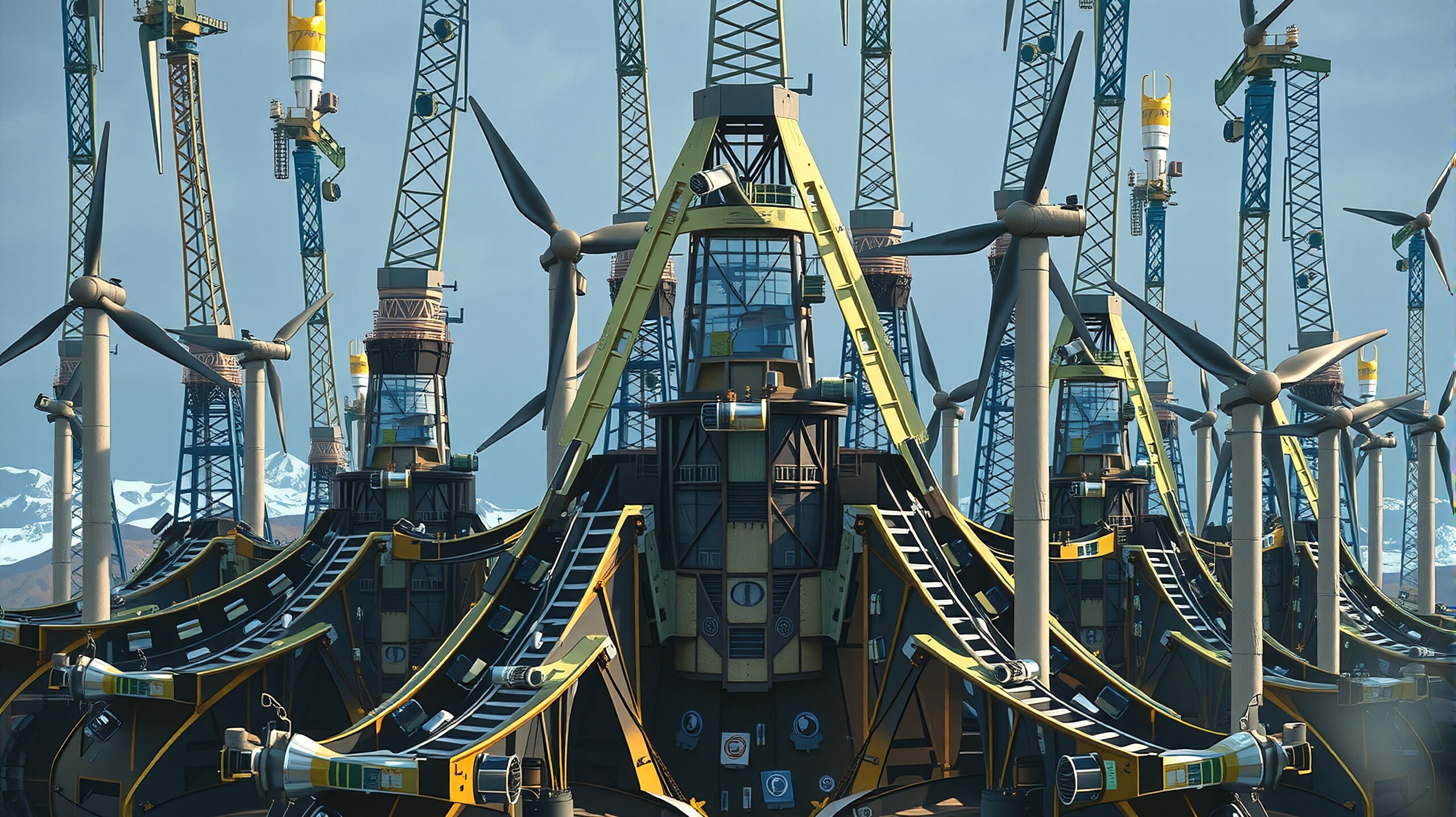 Futuristic Wind Turbine Complex