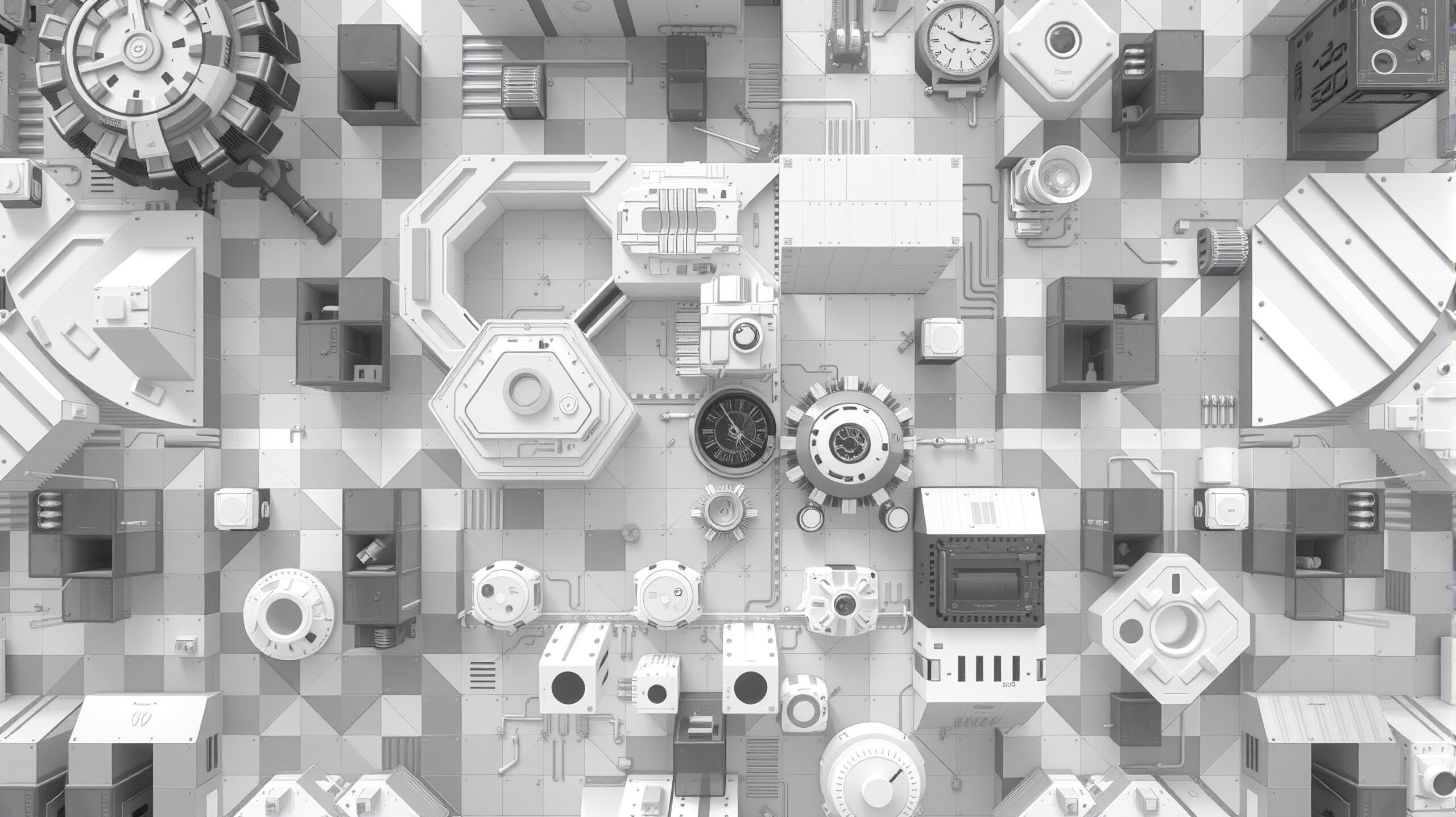 Futuristic Industrial Mechanical Grid Layout
