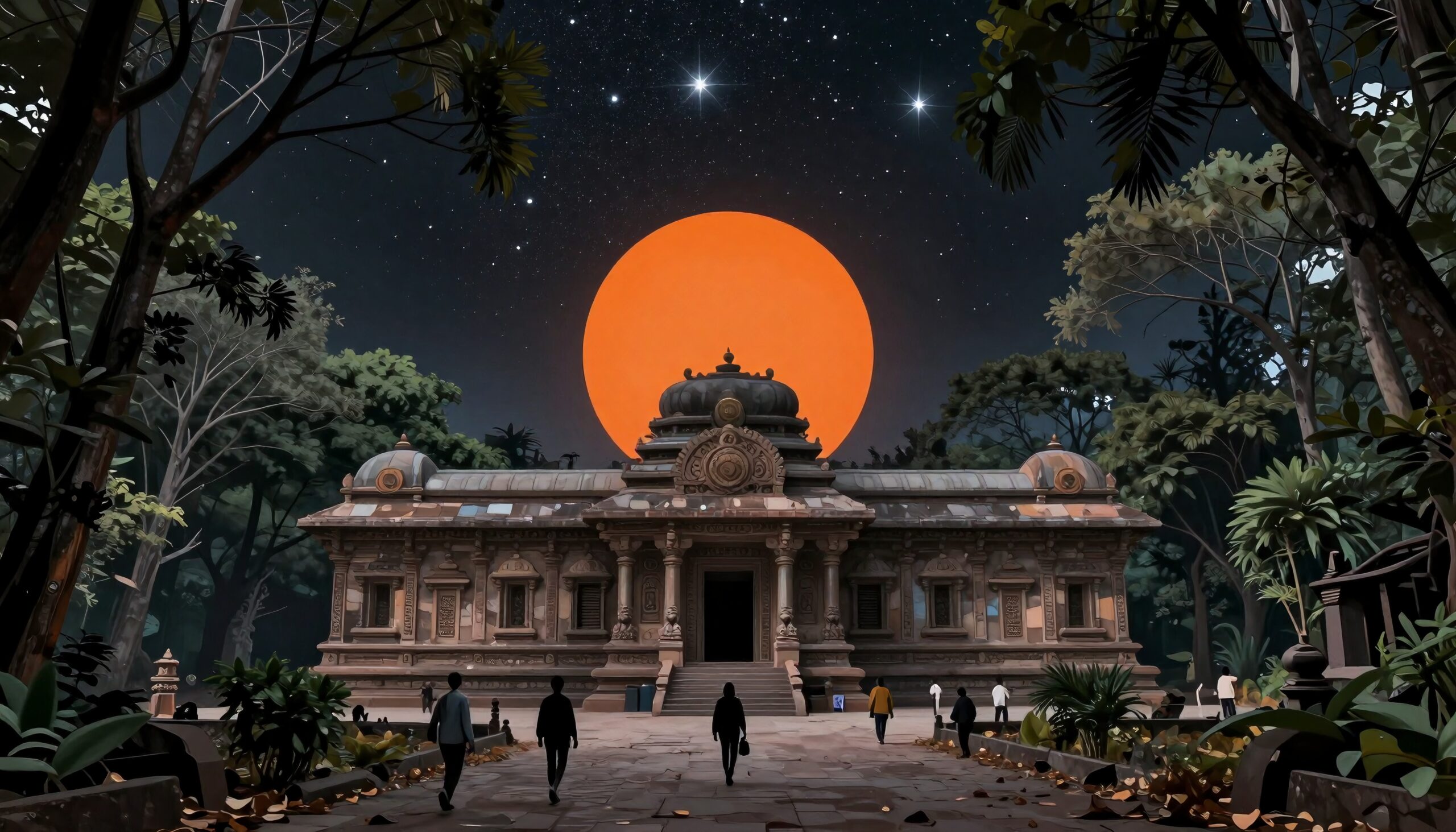 Temple under a vivid sky