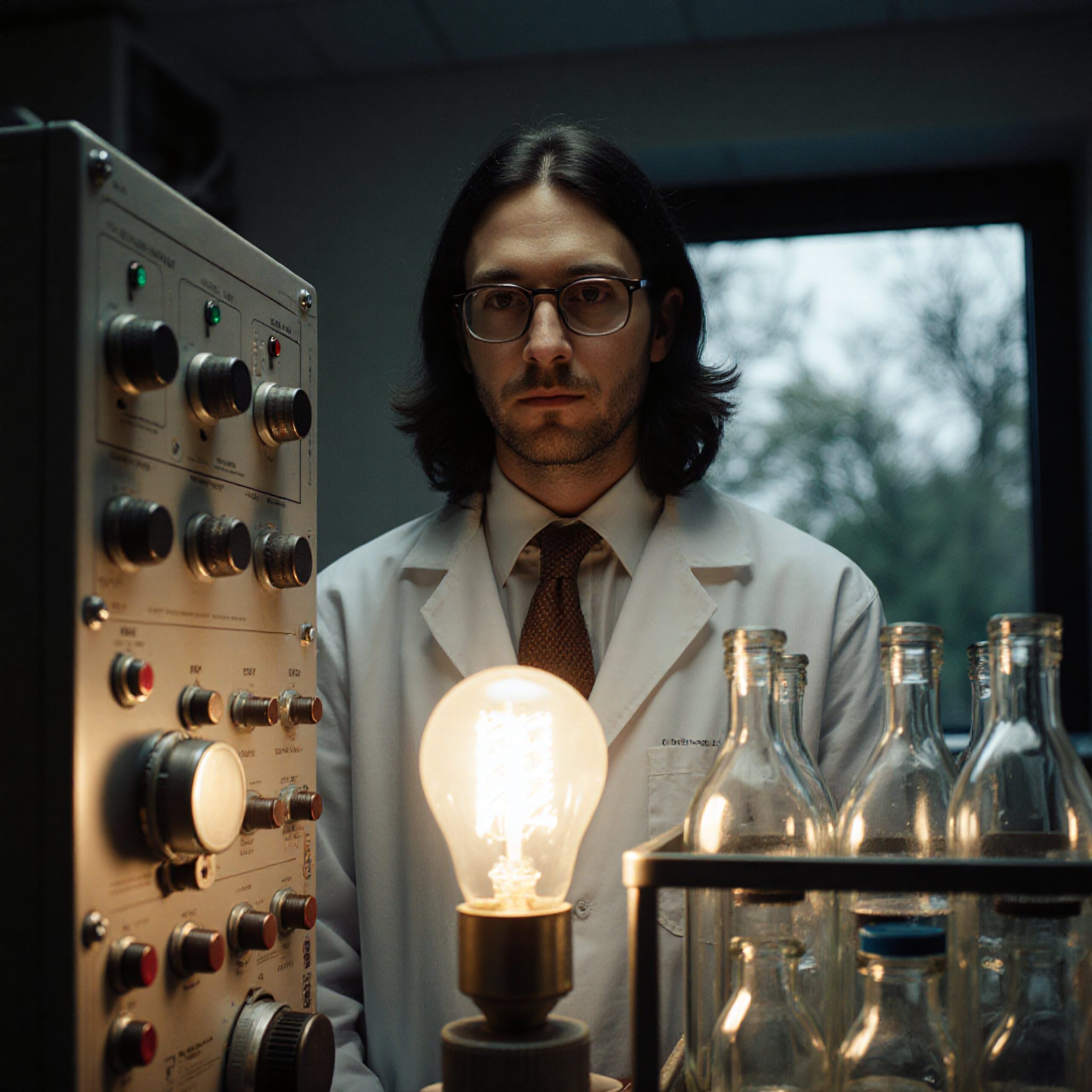 Illuminated Scientist in Laboratory Setting