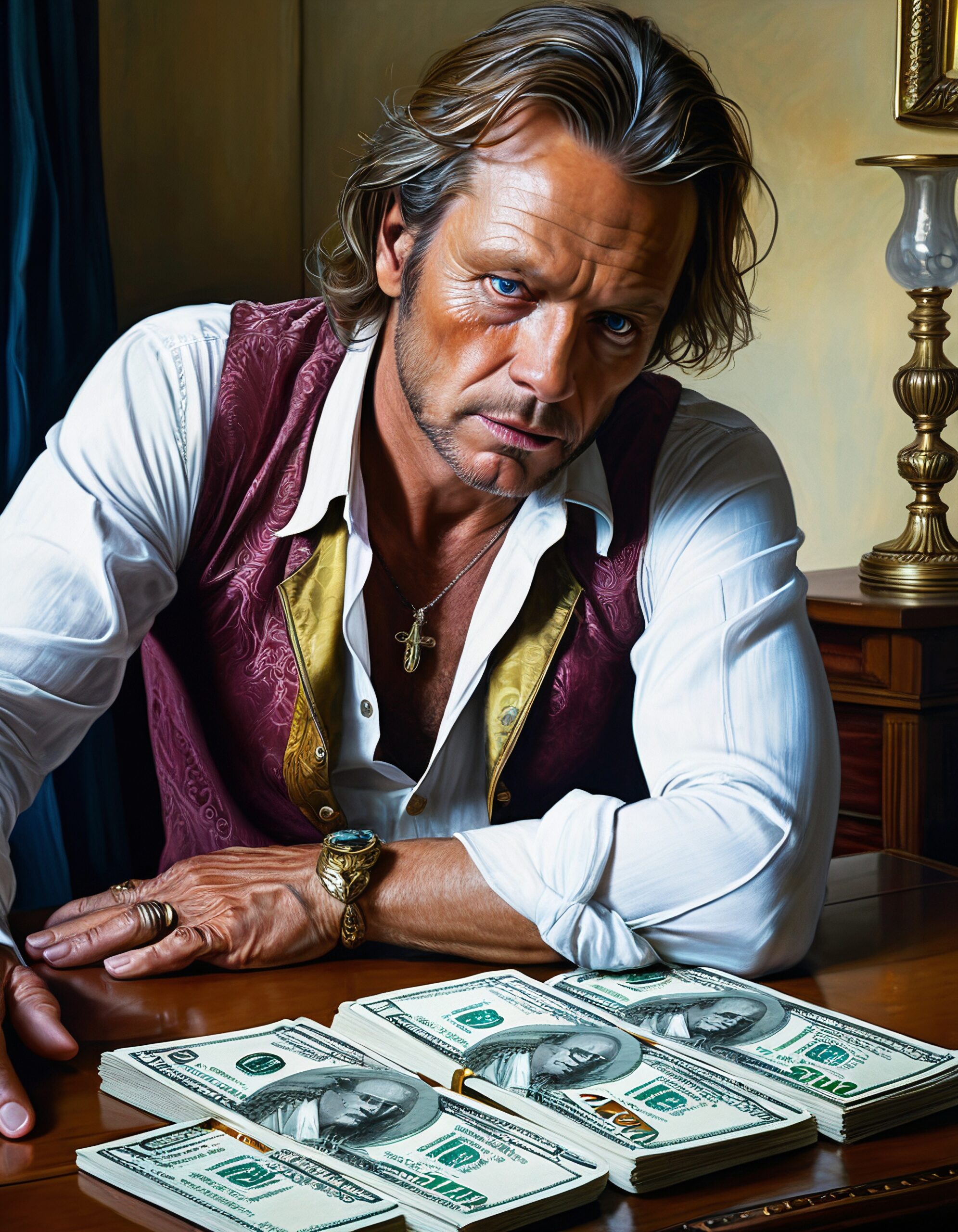 Wealthy Man With Hundred-Dollar Bills