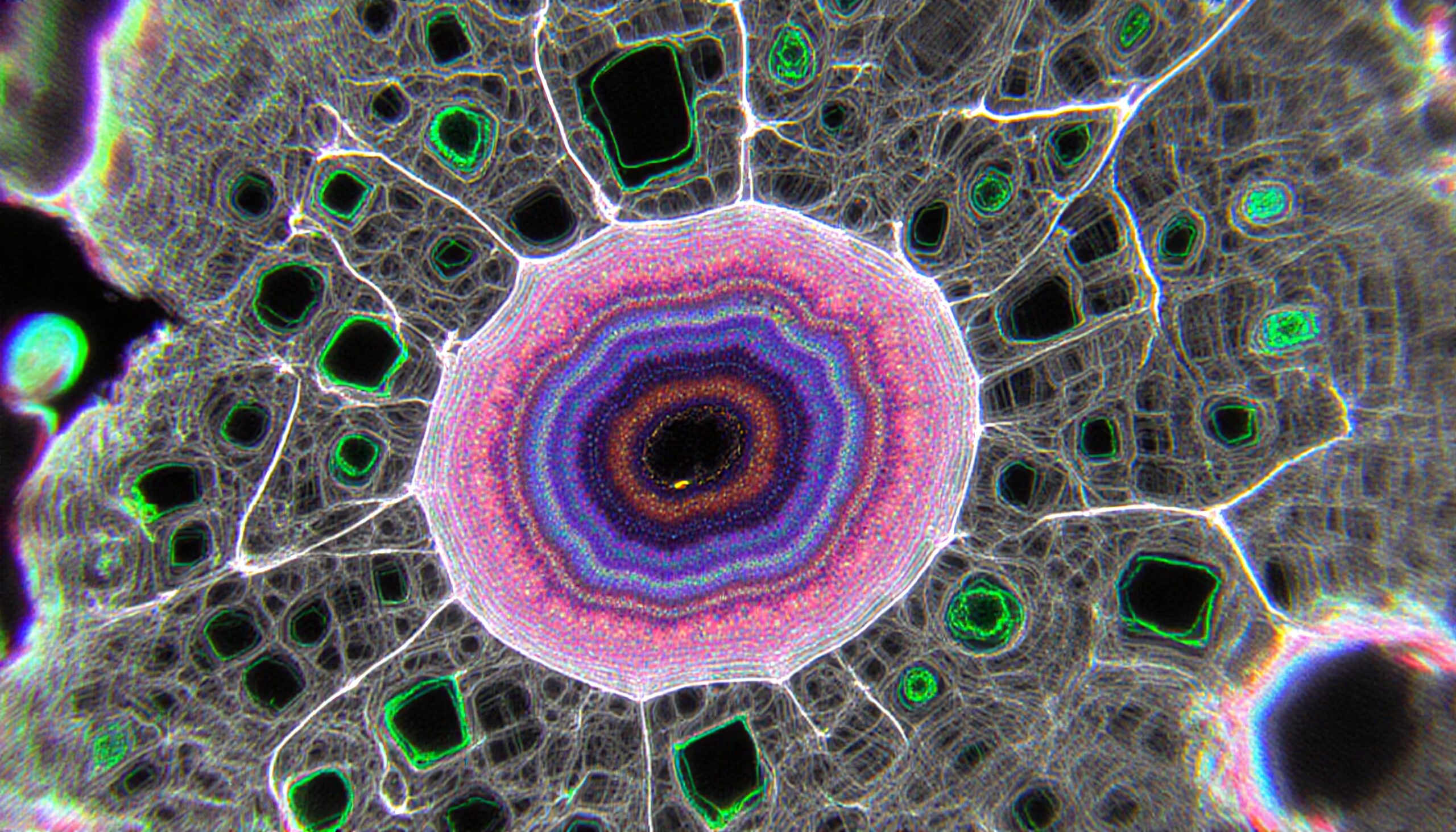 Colorful Microscopic Cell Structure