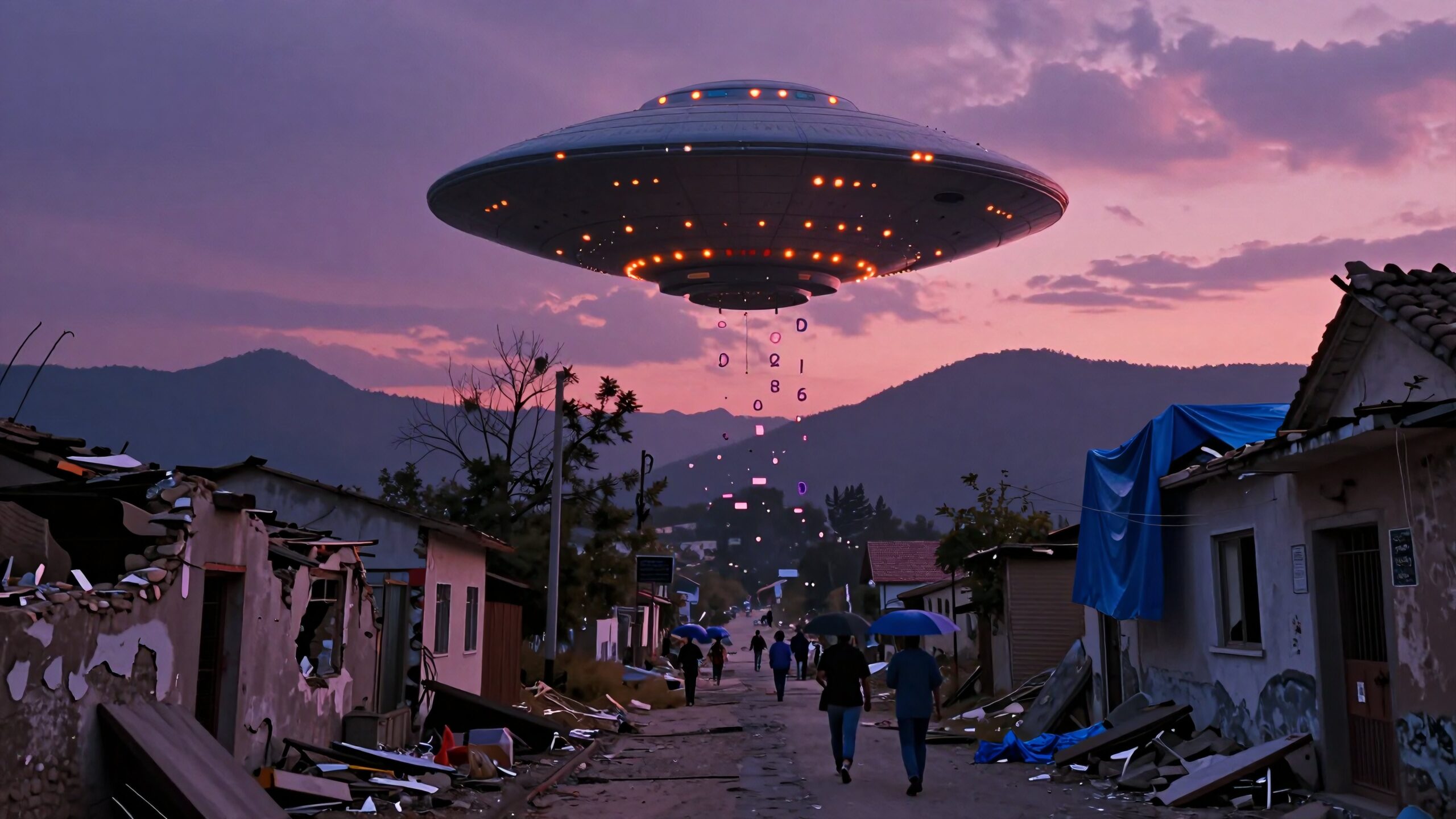 Alien Encounter in Twilight Sky